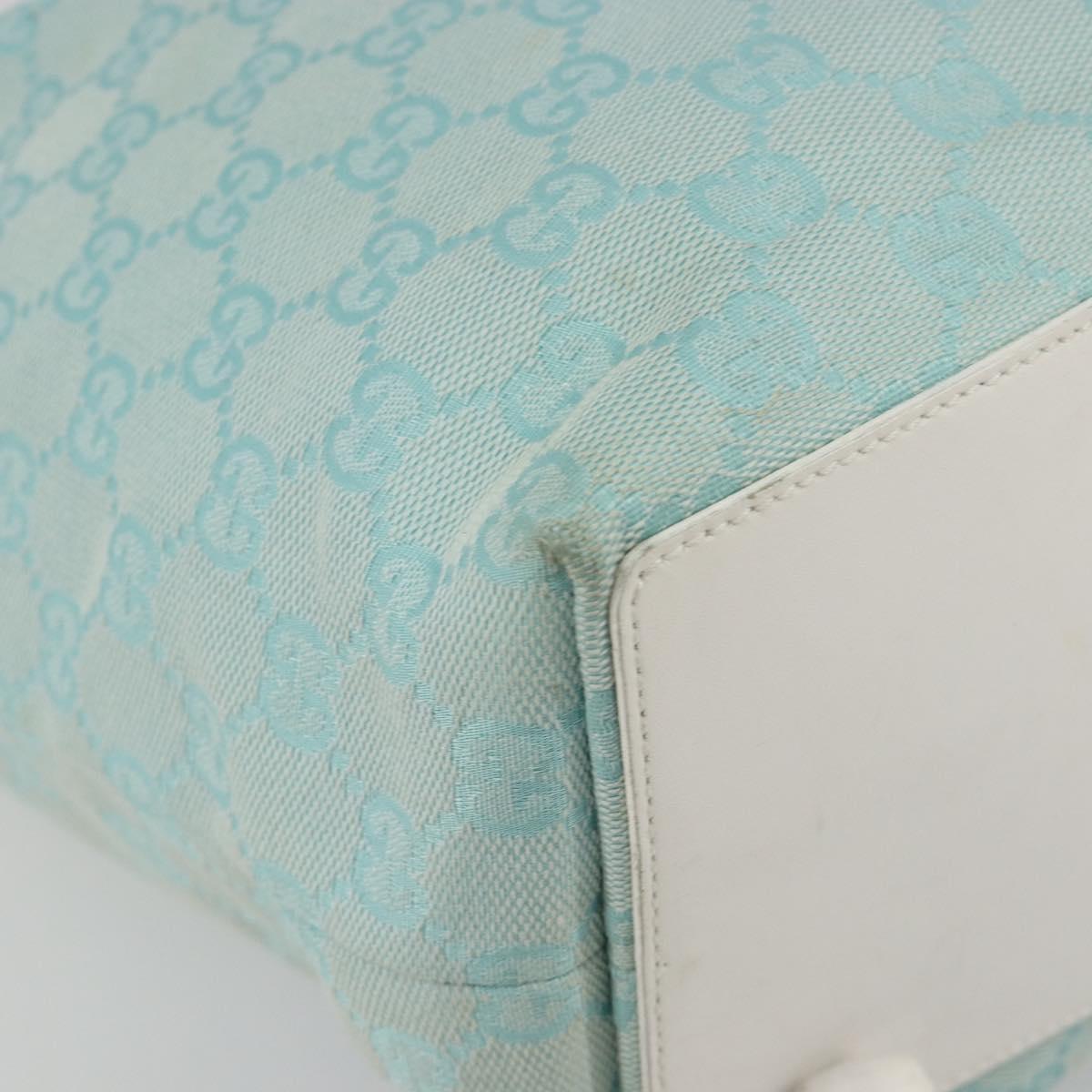 GUCCI GG Canvas Tote Bag Light Blue Gold 002 1098 Auth hk3997