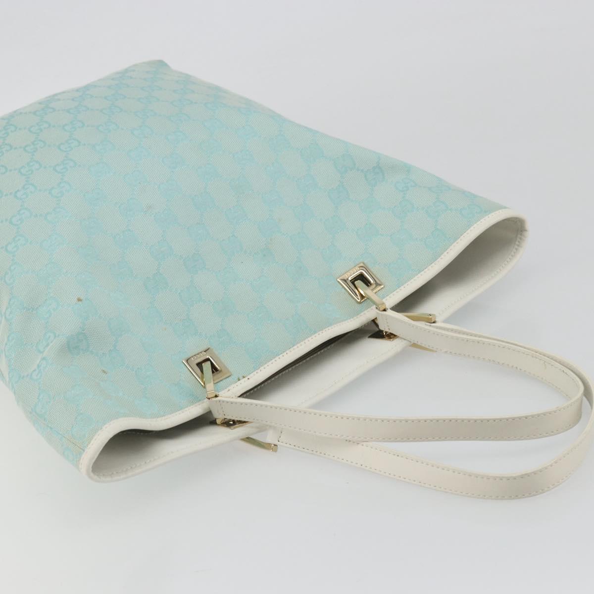 GUCCI GG Canvas Tote Bag Light Blue Gold 002 1098 Auth hk3997