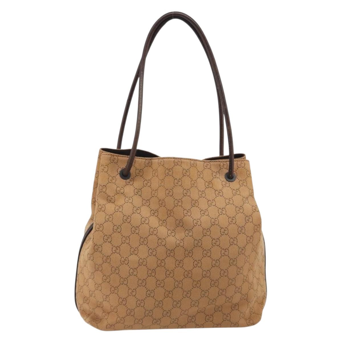 GUCCI GG Canvas Tote Bag Beige 101341 Auth hk3998