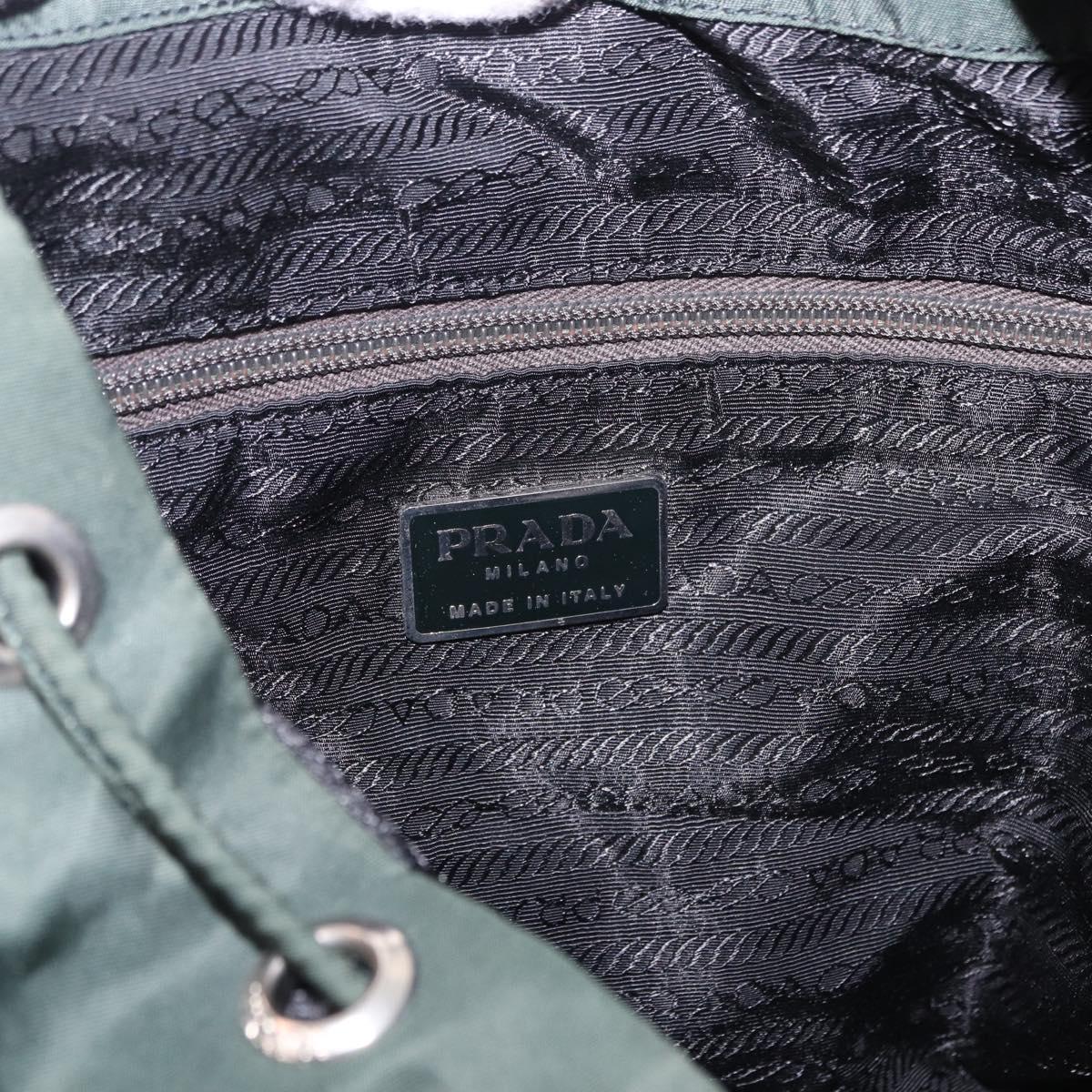 PRADA Backpack Nylon Green Silver Auth hk3999