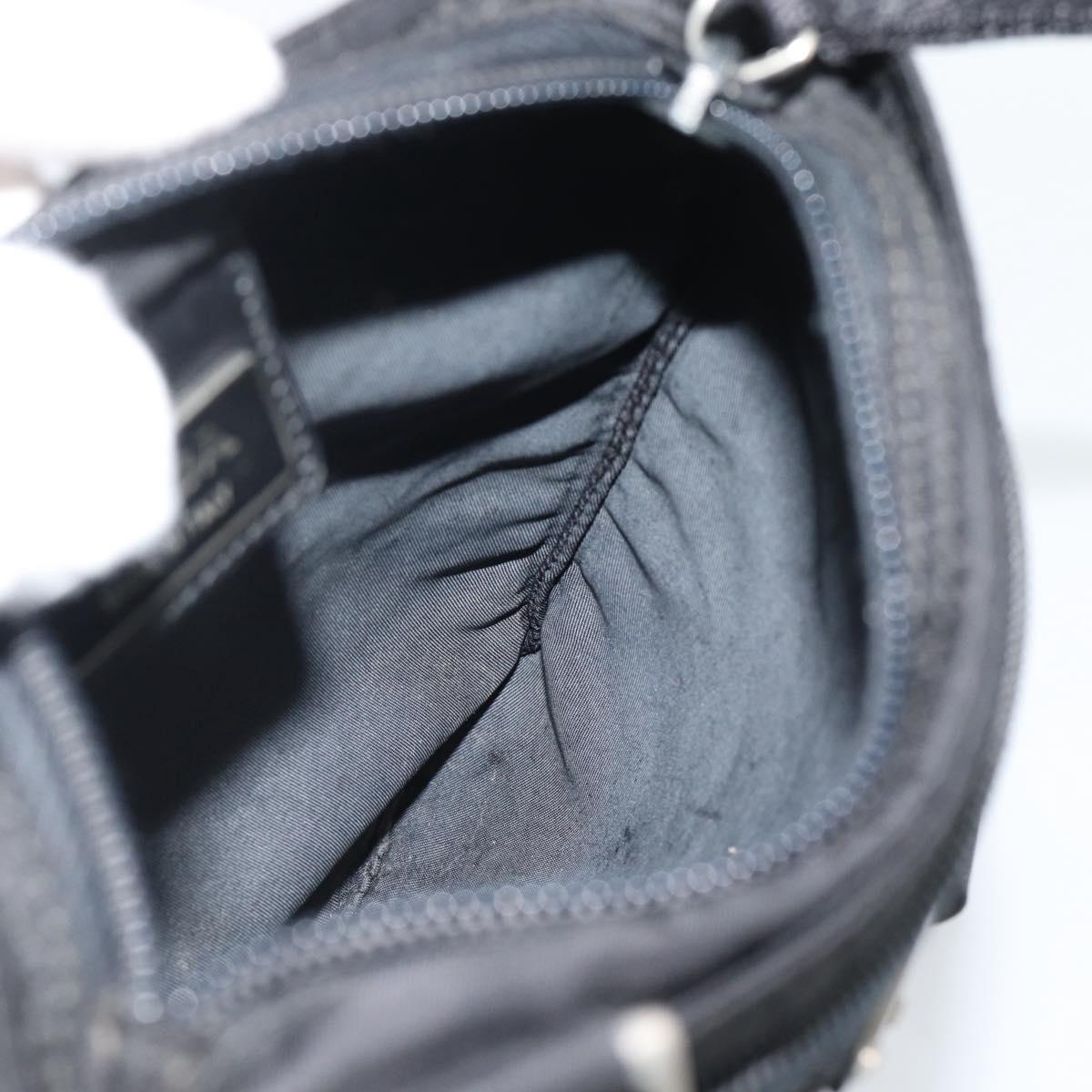 PRADA Shoulder Bag Nylon Black Silver Auth hk4000A