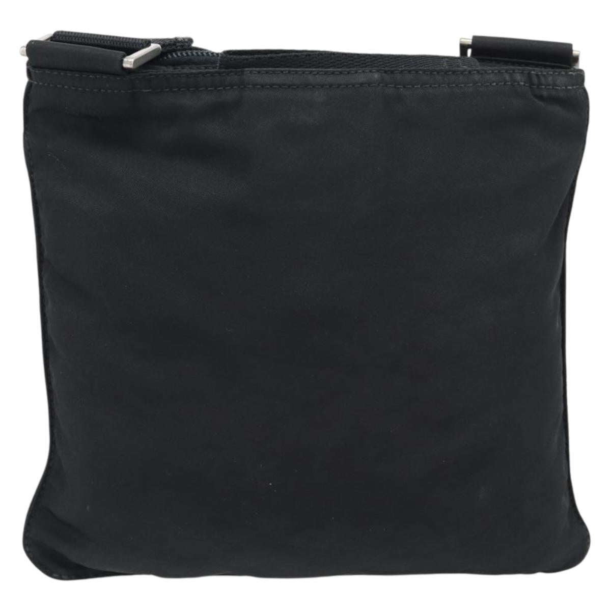 PRADA Shoulder Bag Nylon Black Silver Auth hk4000A