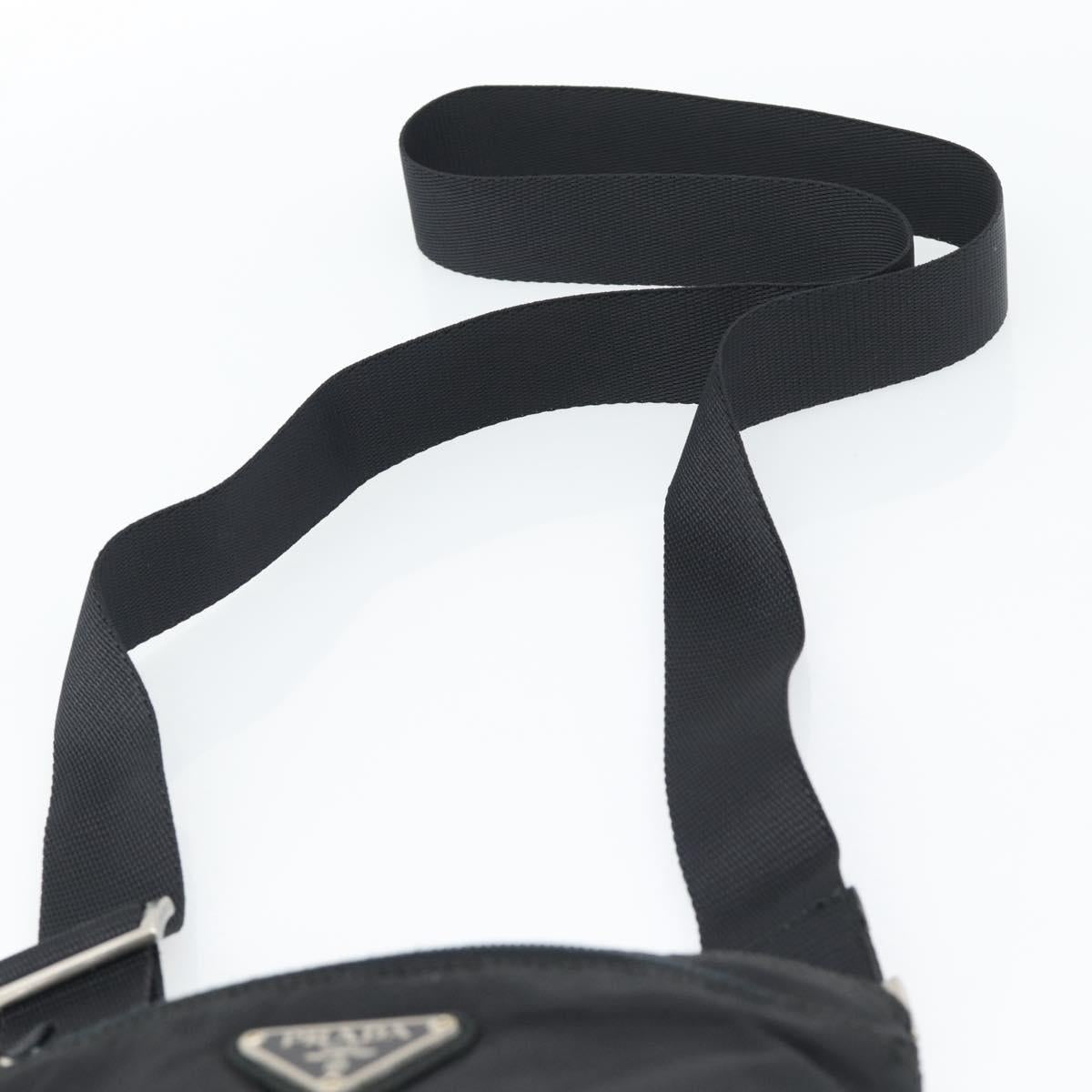 PRADA Shoulder Bag Nylon Black Silver Auth hk4000A