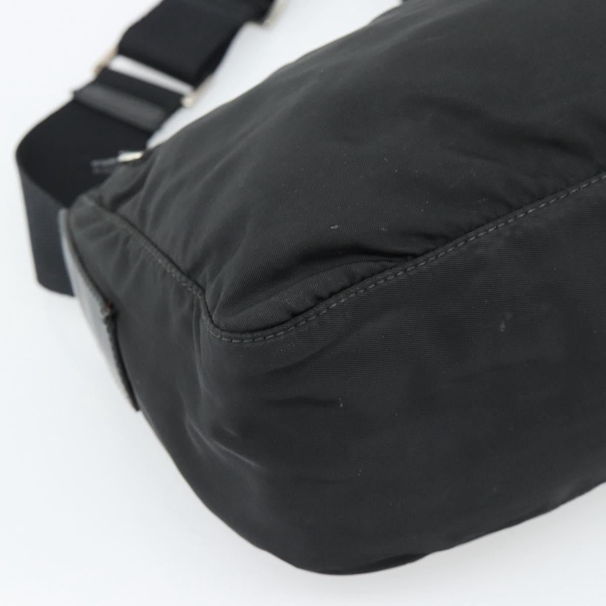 PRADA Shoulder Bag Nylon Black Silver Auth hk4001