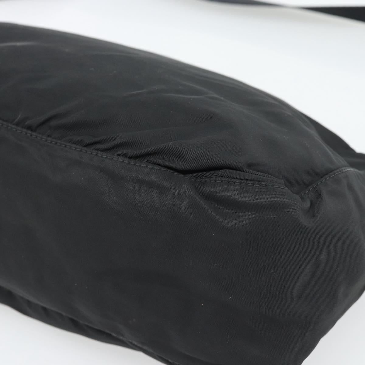 PRADA Shoulder Bag Nylon Black Silver Auth hk4001