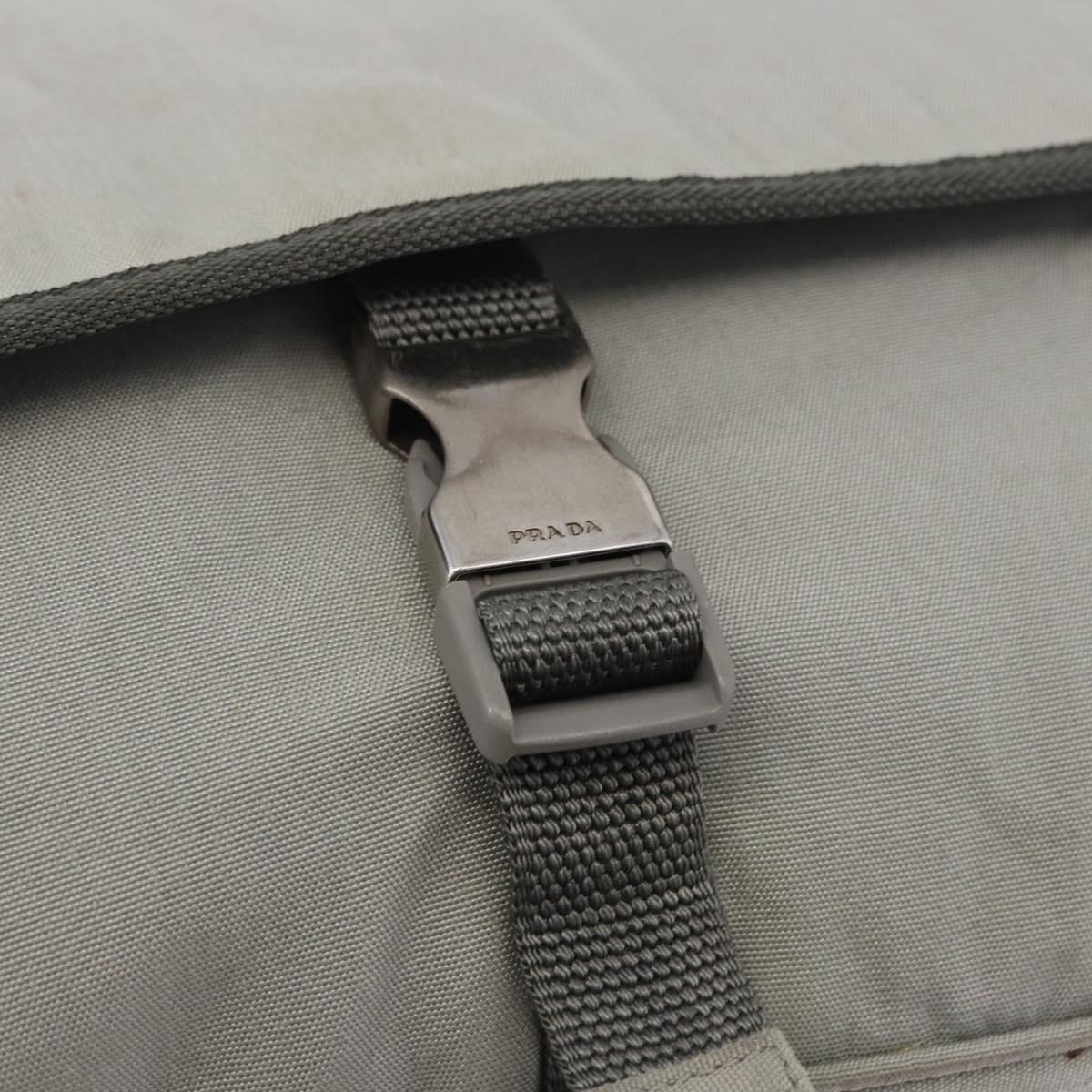 PRADA Sports Line Shoulder Bag Nylon Gray Silver Auth hk4002