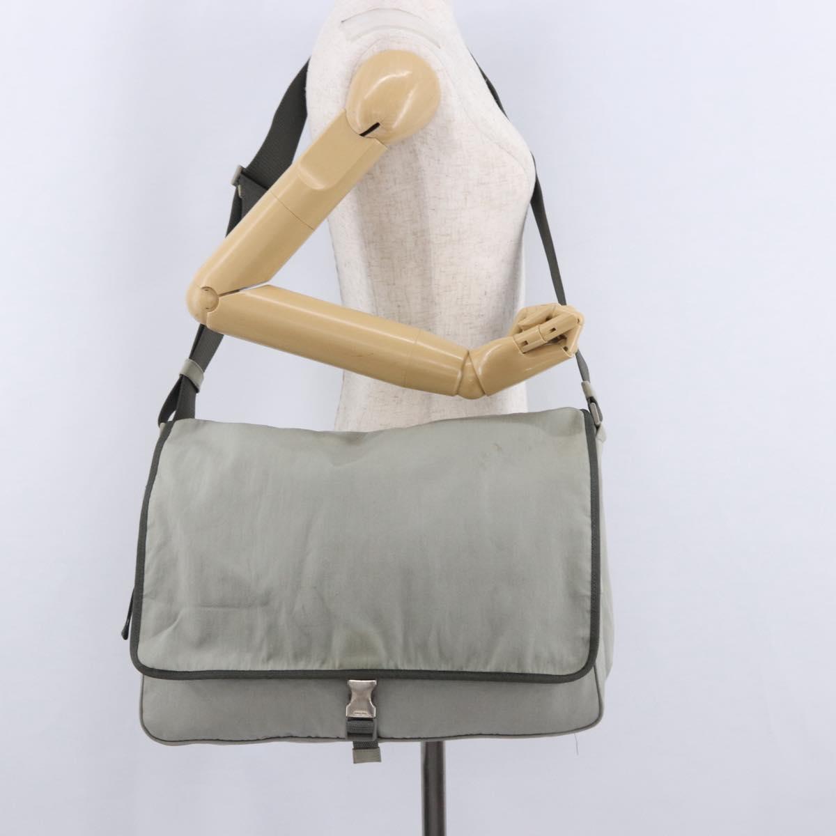 PRADA Sports Line Shoulder Bag Nylon Gray Silver Auth hk4002