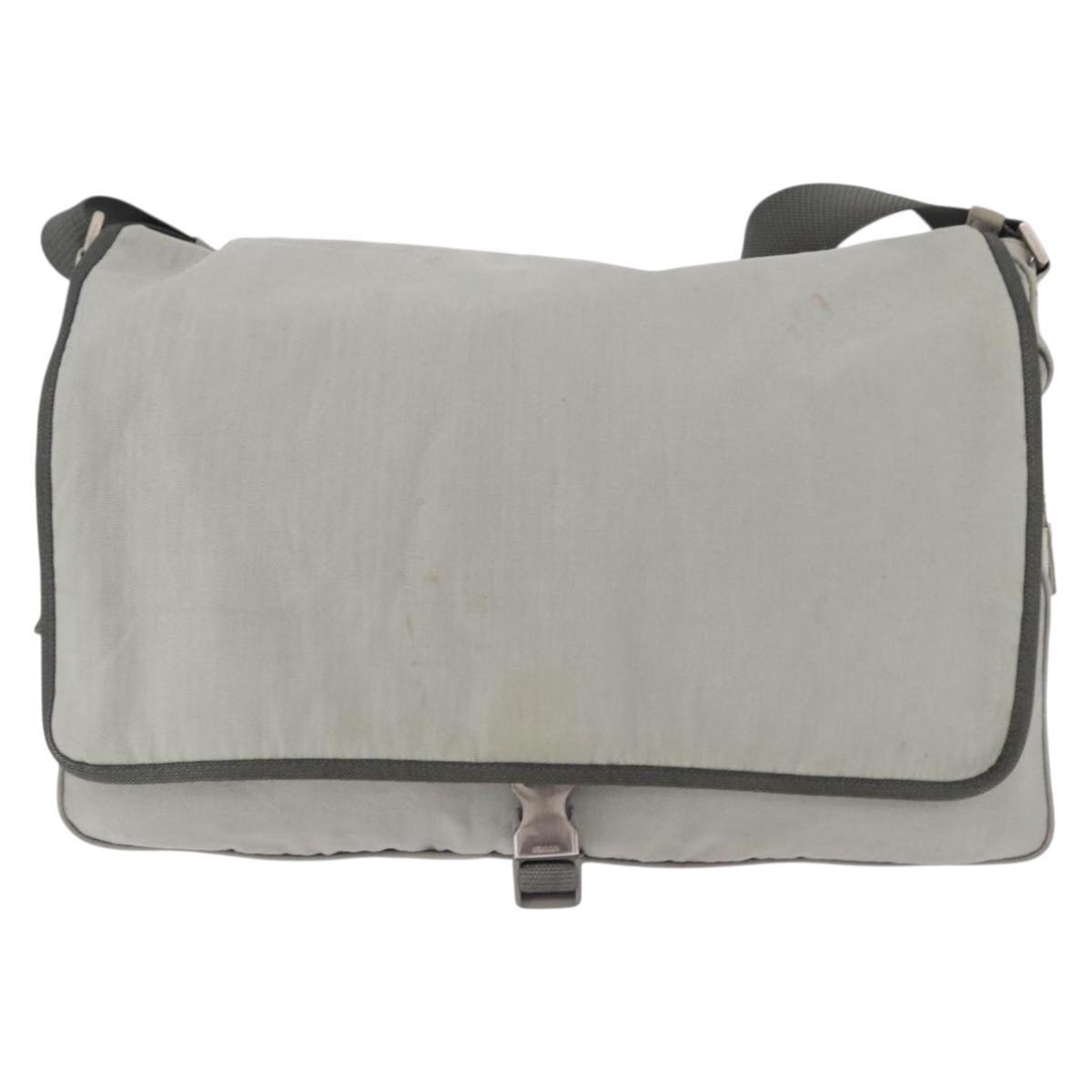 PRADA Sports Line Shoulder Bag Nylon Gray Silver Auth hk4002
