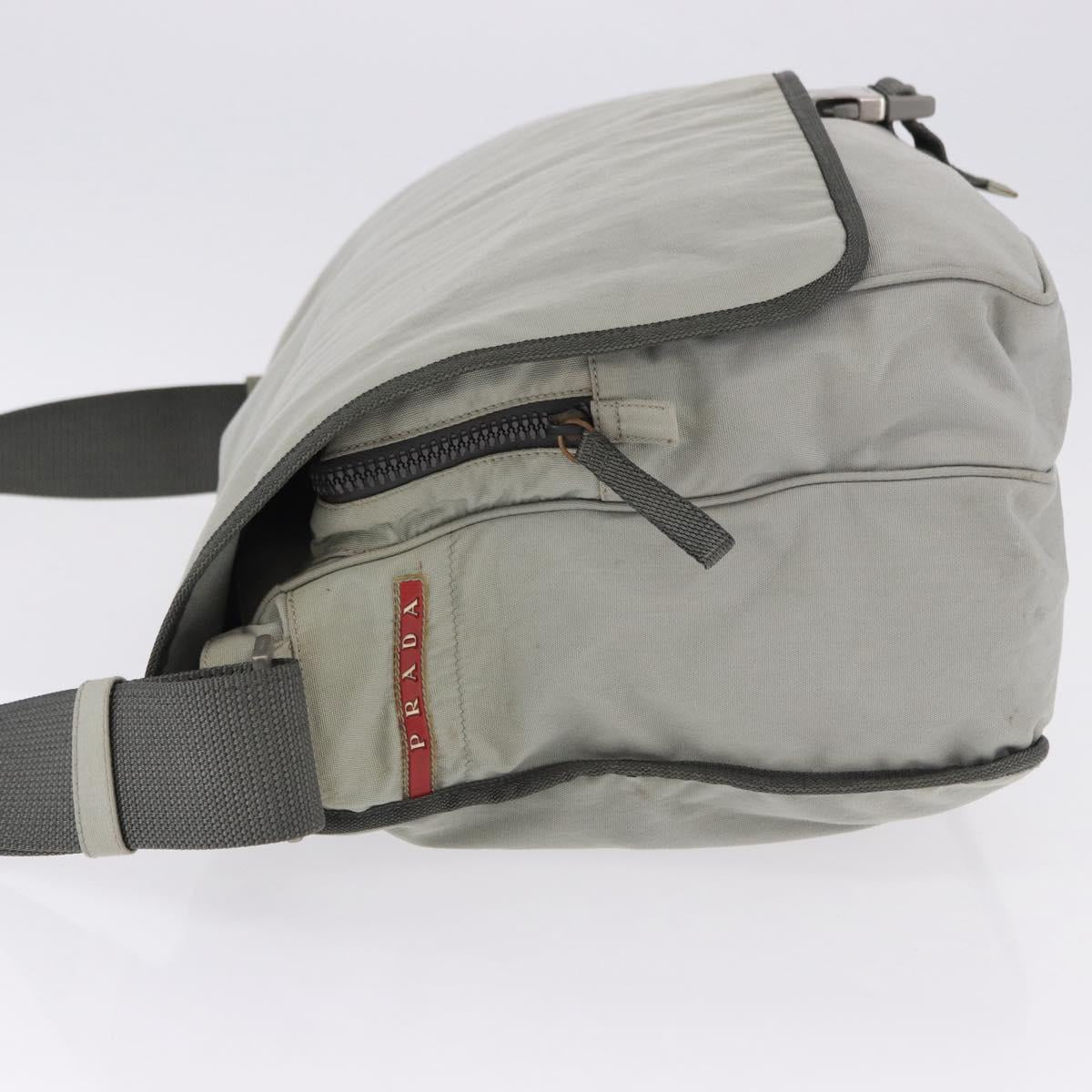 PRADA Sports Line Shoulder Bag Nylon Gray Silver Auth hk4002