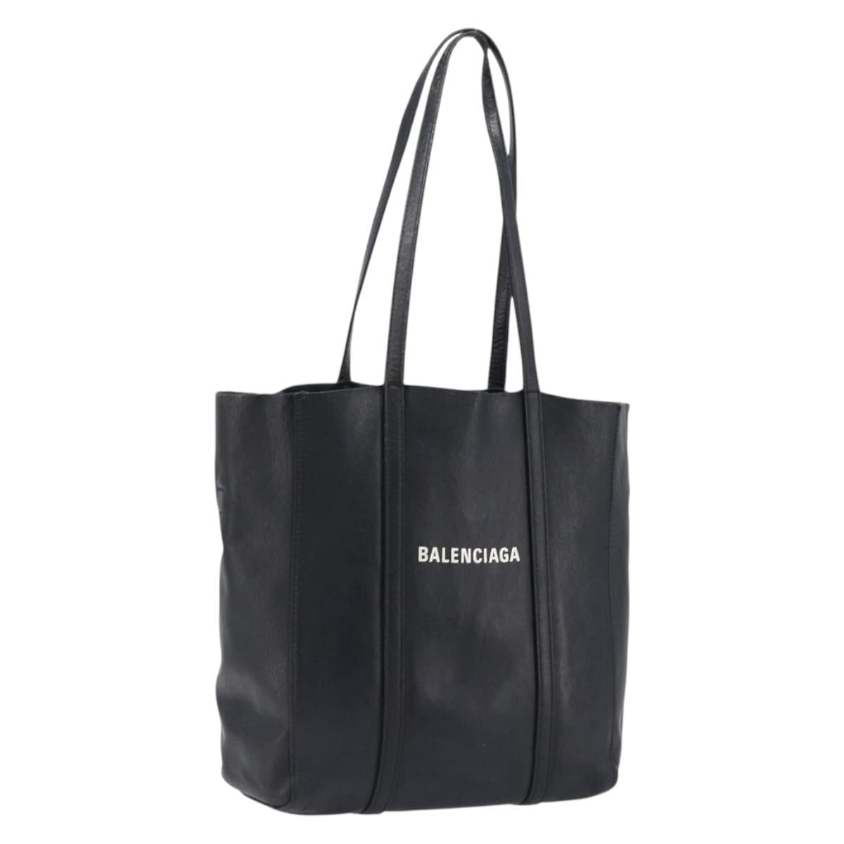 BALENCIAGA Every Day Tote Bag Leather Black Silver 551810 Auth hk4005
