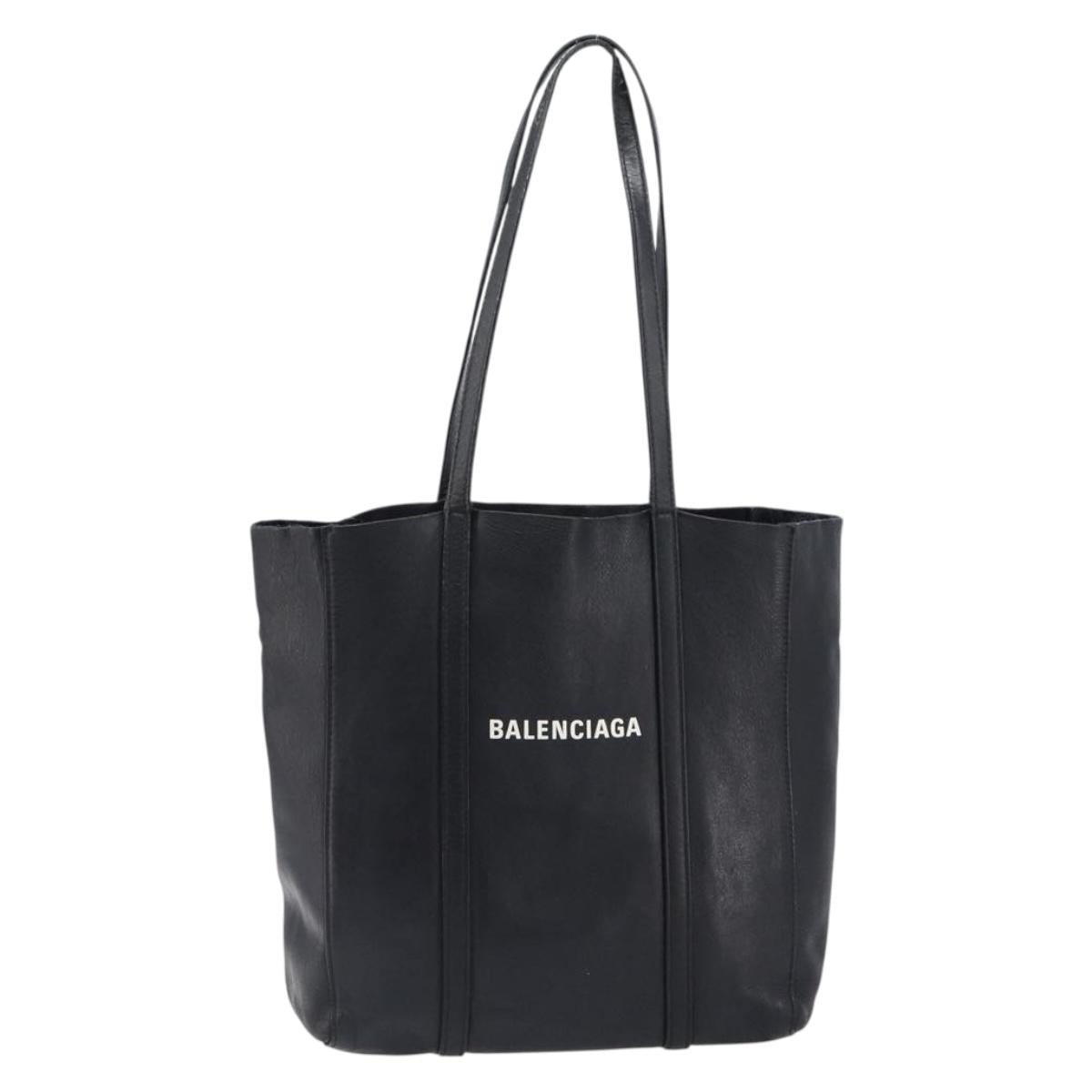 BALENCIAGA Every Day Tote Bag Leather Black Silver 551810 Auth hk4005