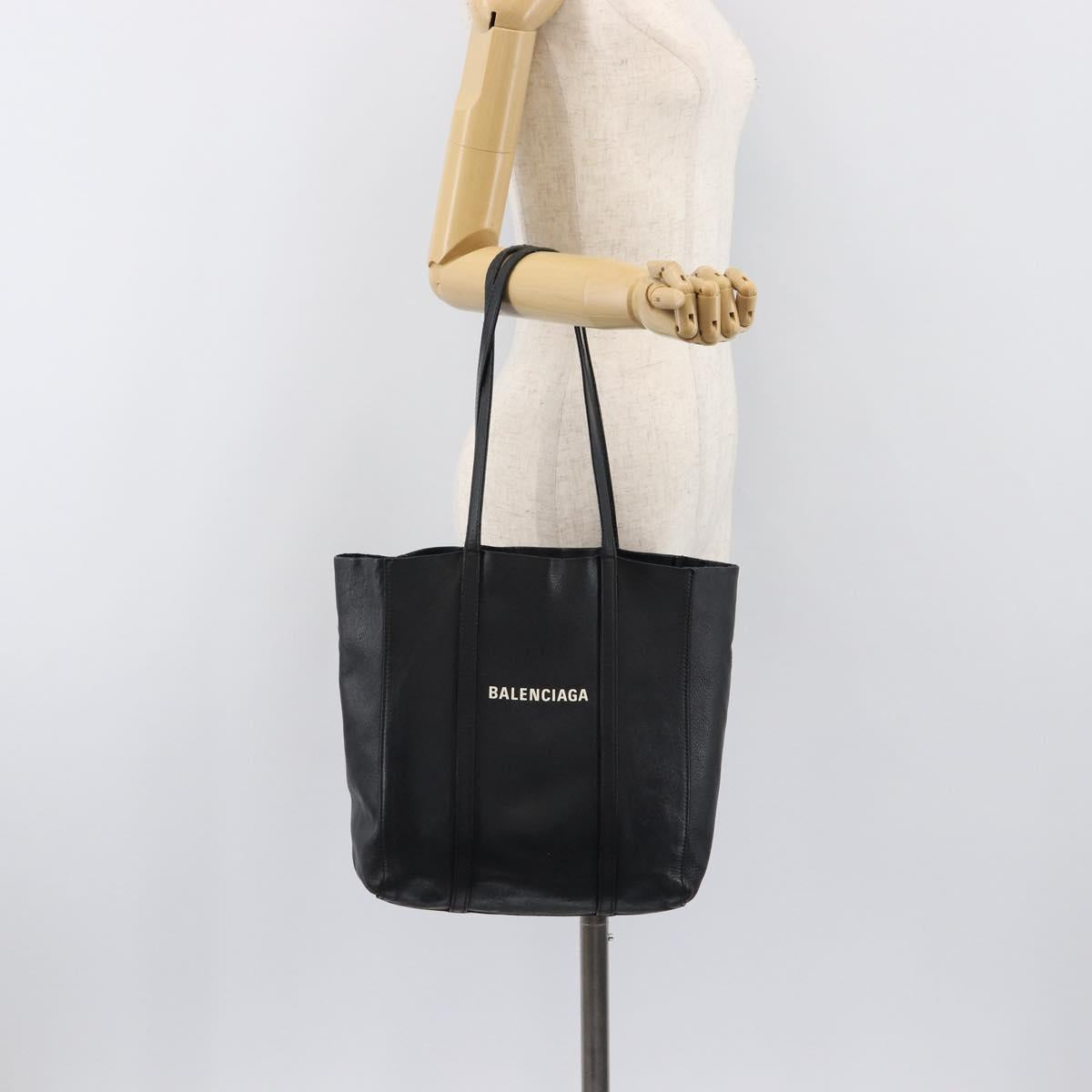 BALENCIAGA Every Day Tote Bag Leather Black Silver 551810 Auth hk4005