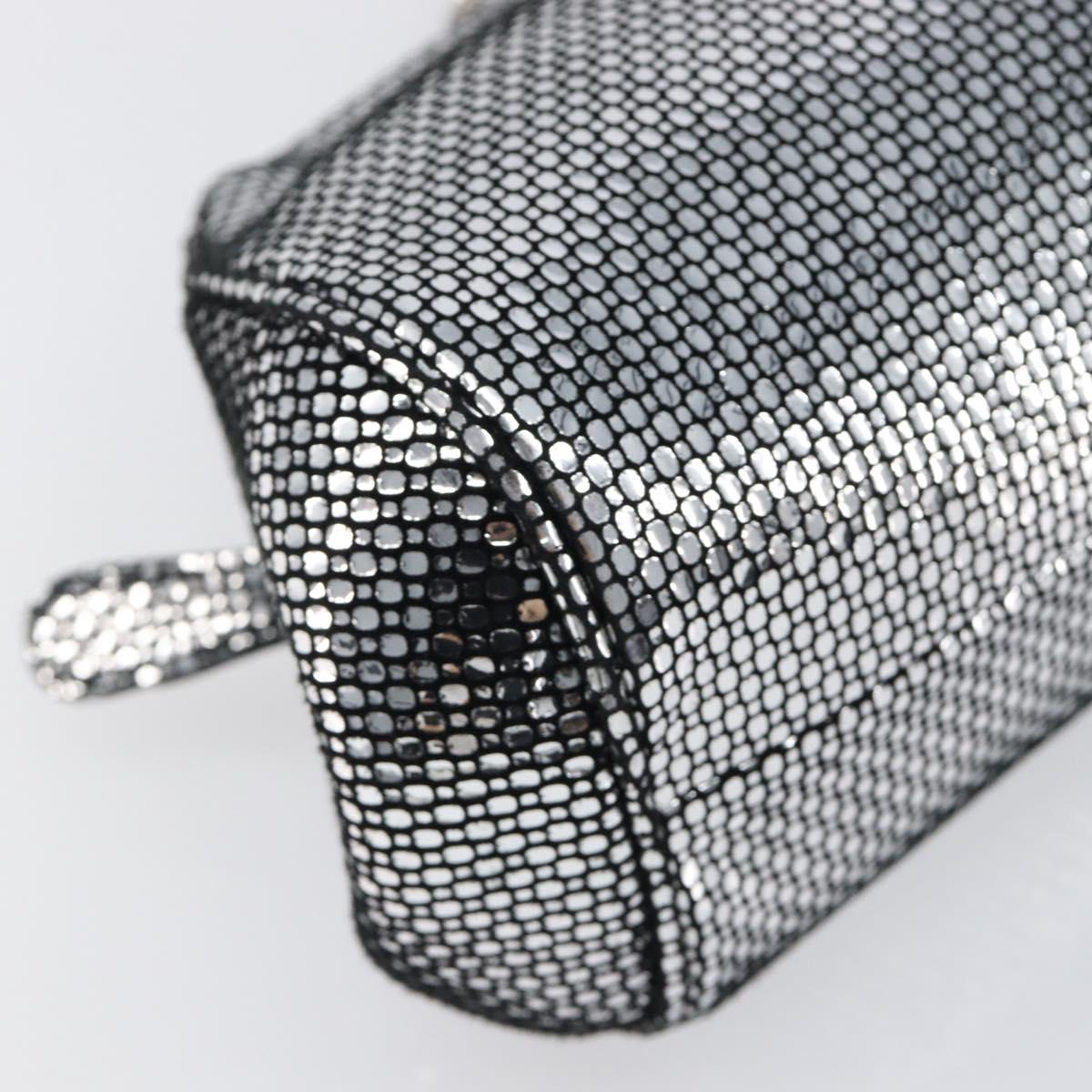 Salvatore Ferragamo Gancini Chain Shoulder Bag Leather Silver Auth hk4007V
