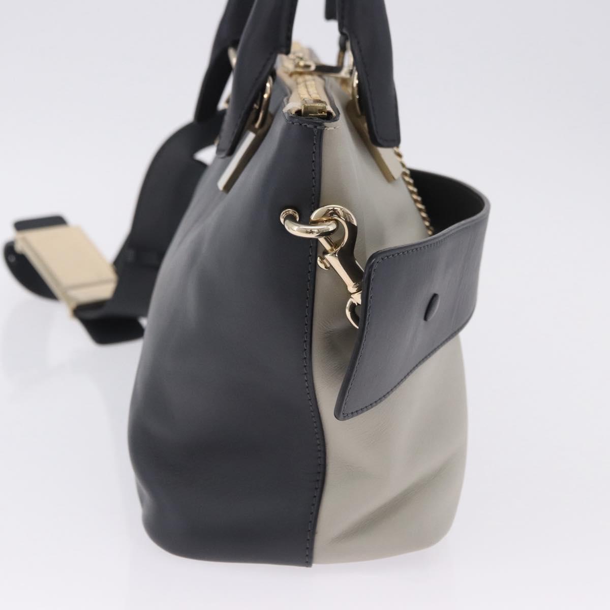 Chloe Bailey Hand Bag Leather 2way Beige Gold Auth hk4009V