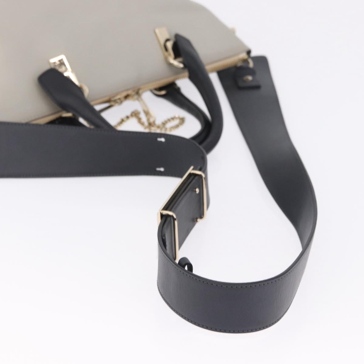 Chloe Bailey Hand Bag Leather 2way Beige Gold Auth hk4009V