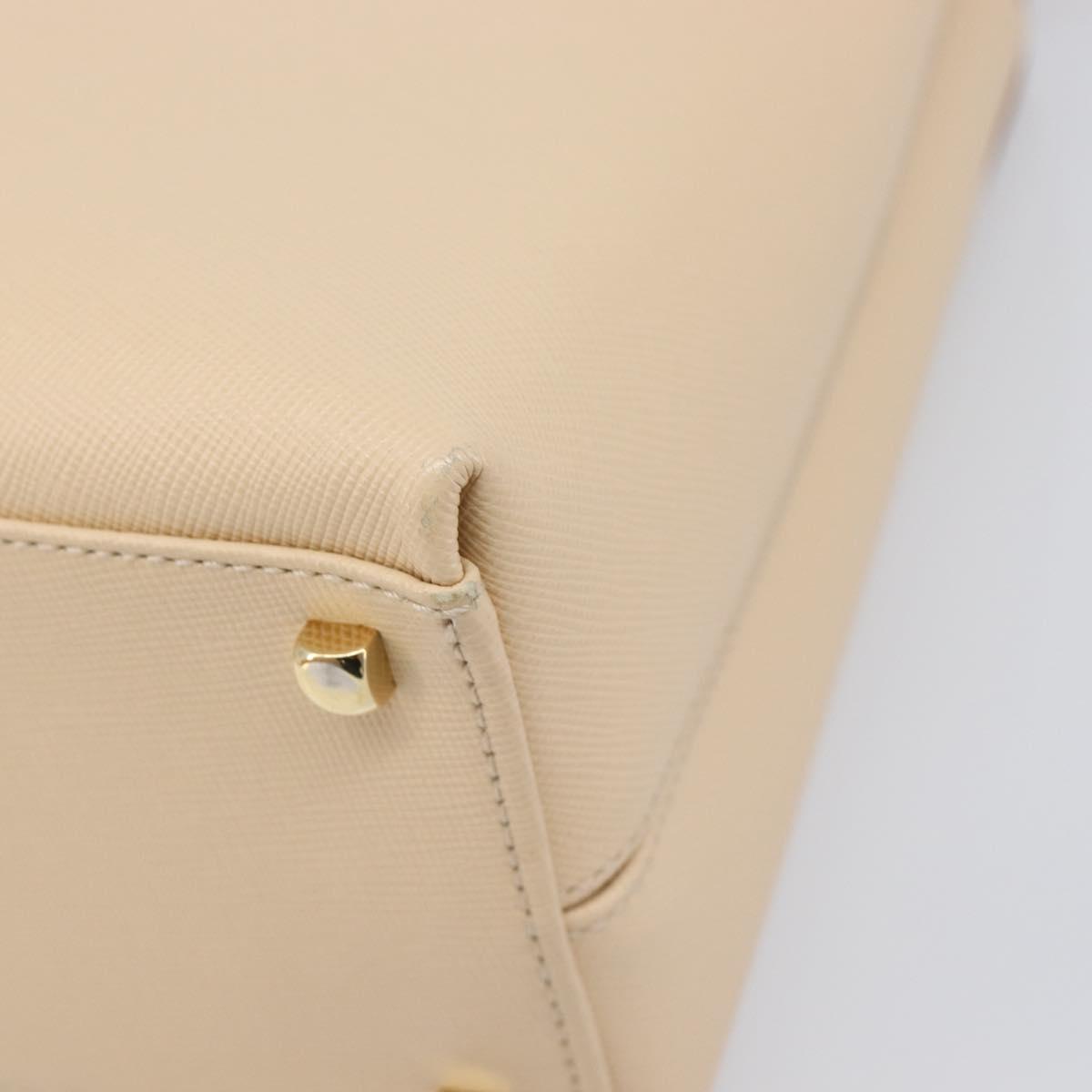 Salvatore Ferragamo Gancini Hand Bag Leather 2way Beige Gold Auth hk4010