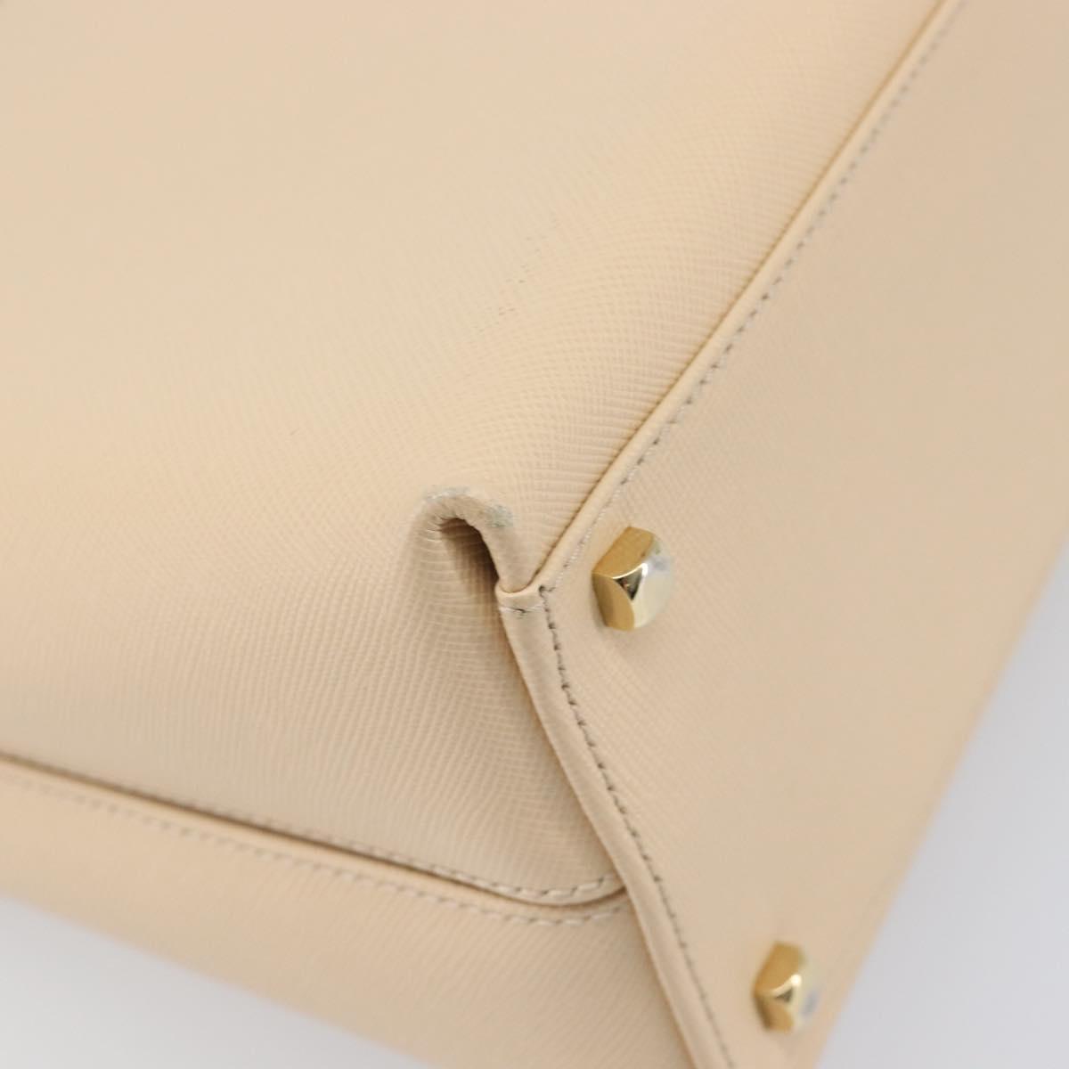 Salvatore Ferragamo Gancini Hand Bag Leather 2way Beige Gold Auth hk4010