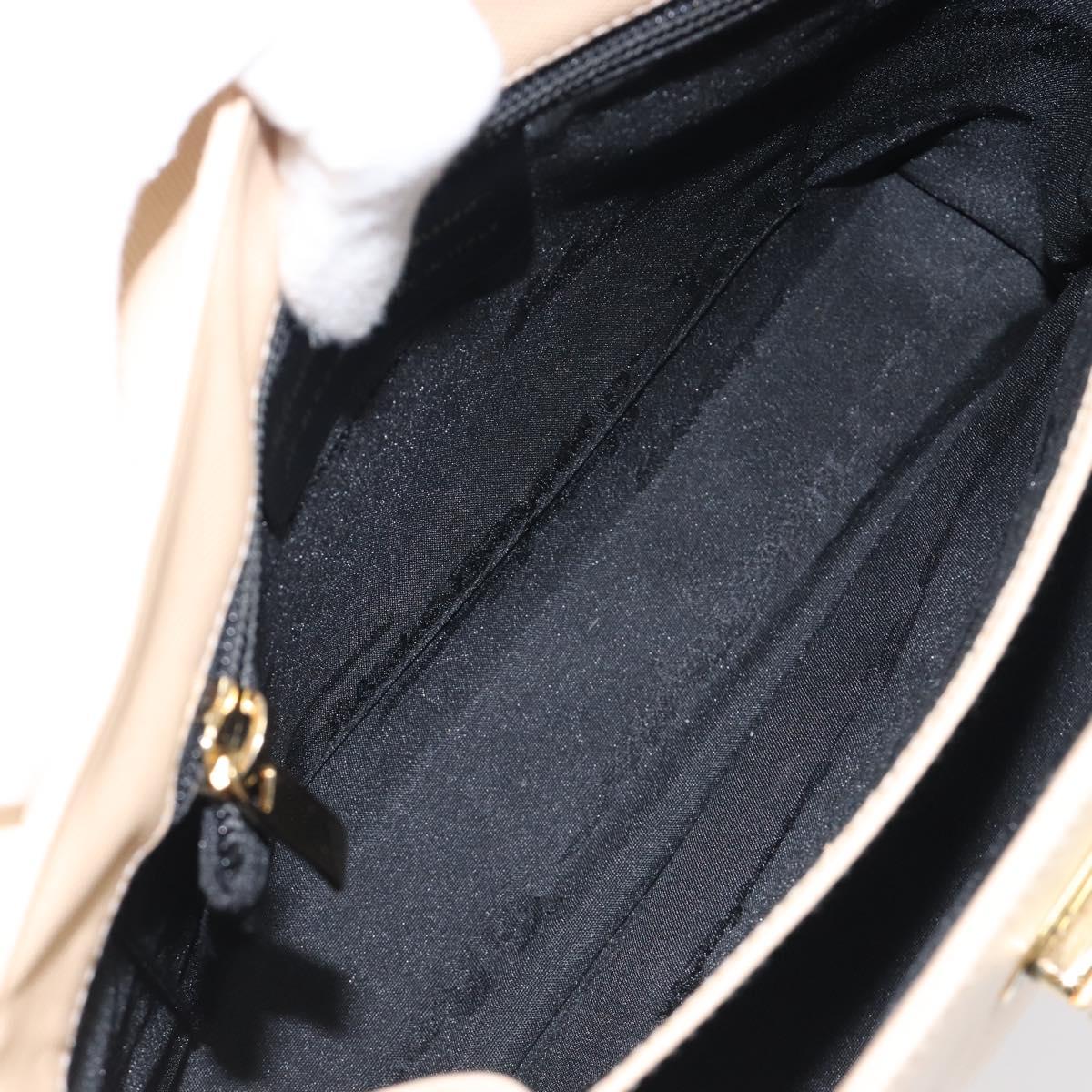Salvatore Ferragamo Gancini Hand Bag Leather 2way Beige Gold Auth hk4010