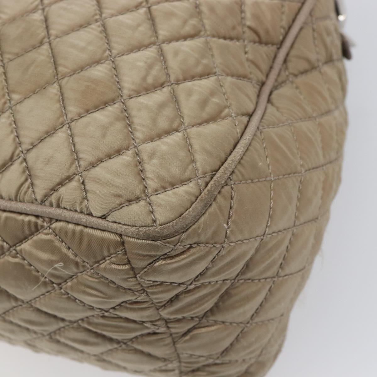Salvatore Ferragamo Vala Hand Bag Nylon Brown Silver Auth hk4011