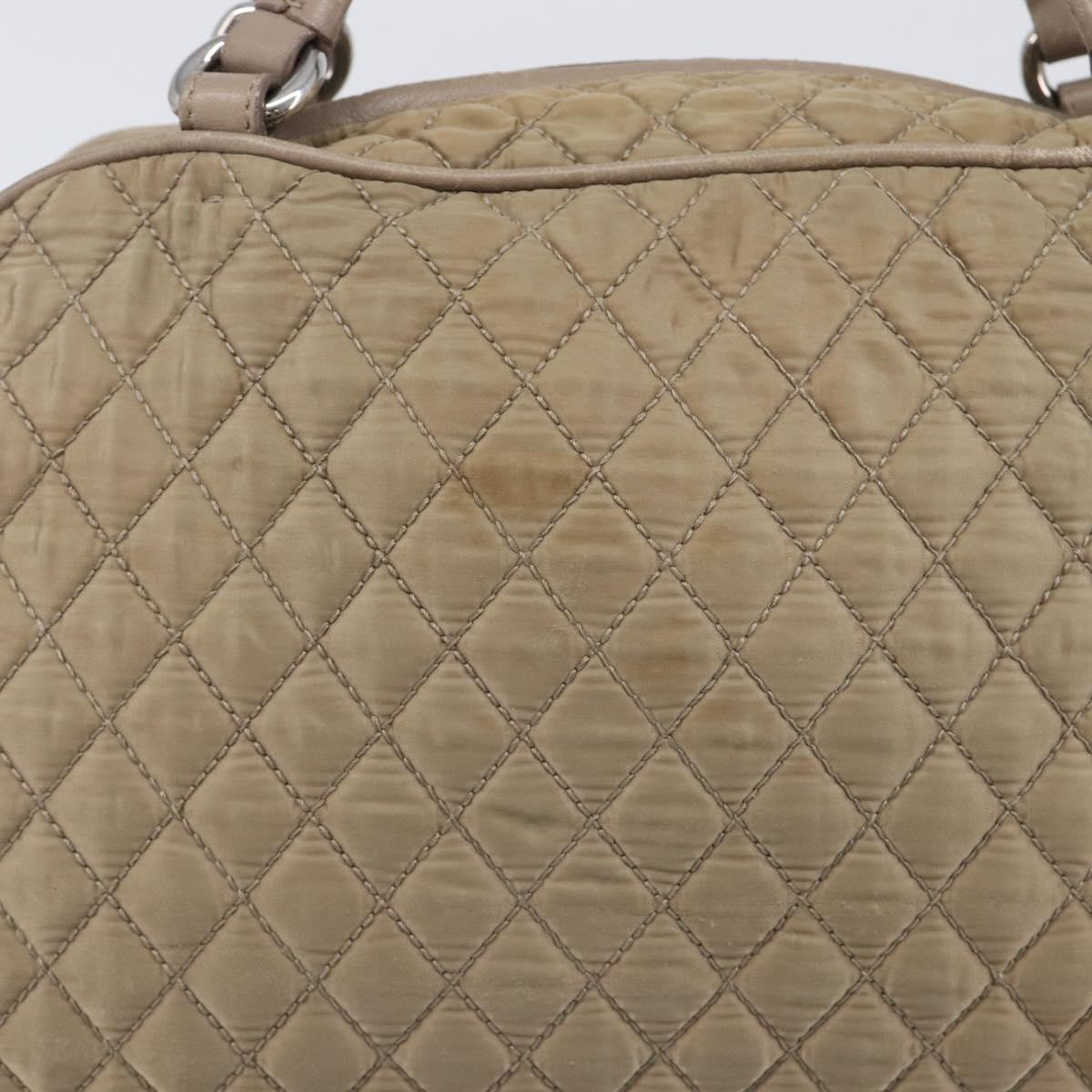 Salvatore Ferragamo Vala Hand Bag Nylon Brown Silver Auth hk4011