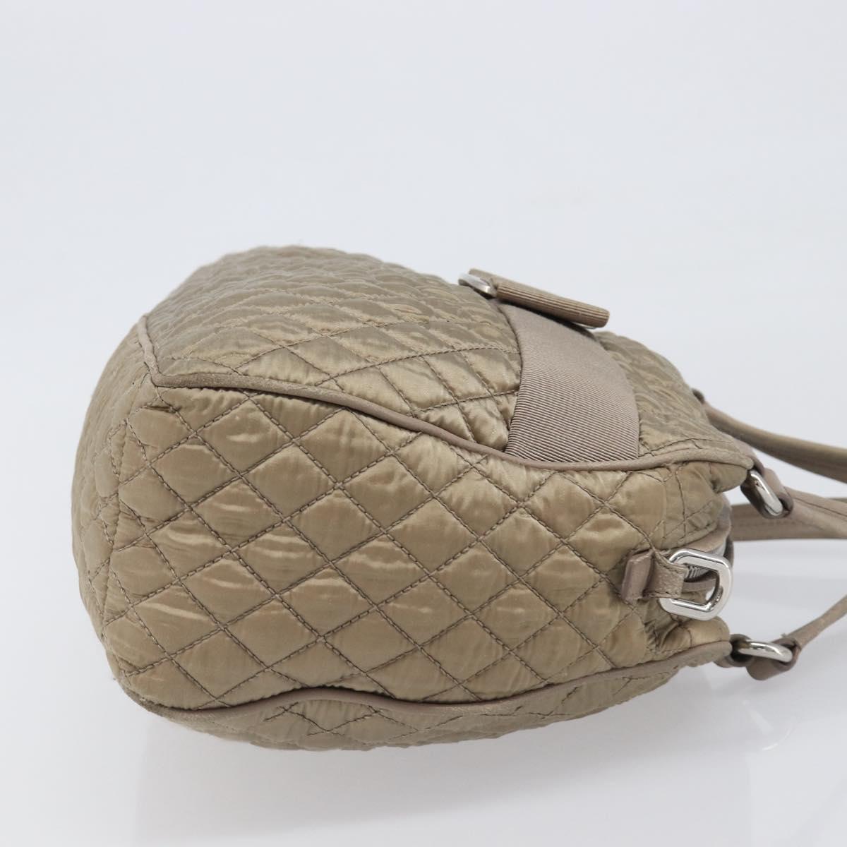 Salvatore Ferragamo Vala Hand Bag Nylon Brown Silver Auth hk4011