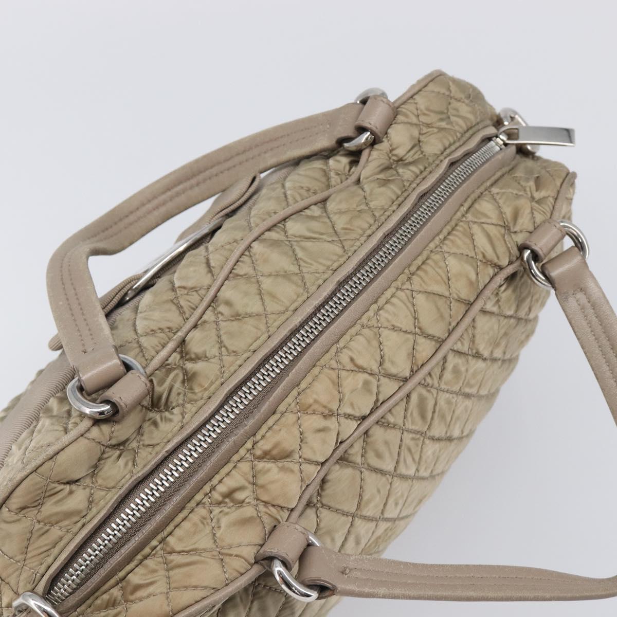 Salvatore Ferragamo Vala Hand Bag Nylon Brown Silver Auth hk4011