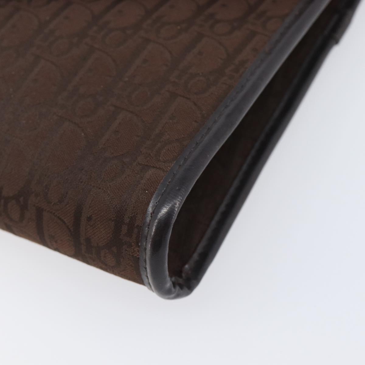 Christian Dior Trotter Canvas Chain Shoulder Bag Brown Gold Auth hk4014A