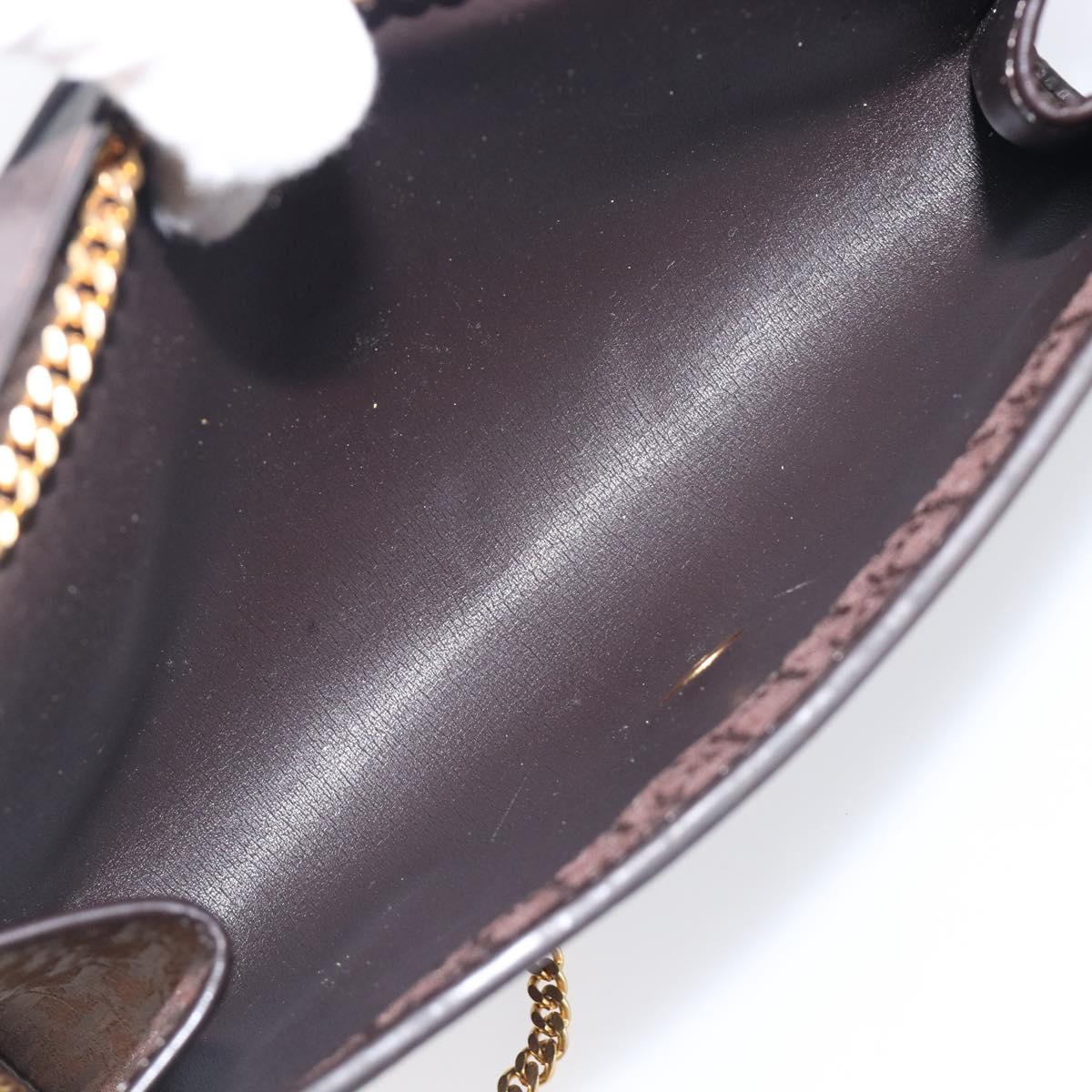 Christian Dior Trotter Canvas Chain Shoulder Bag Brown Gold Auth hk4014A
