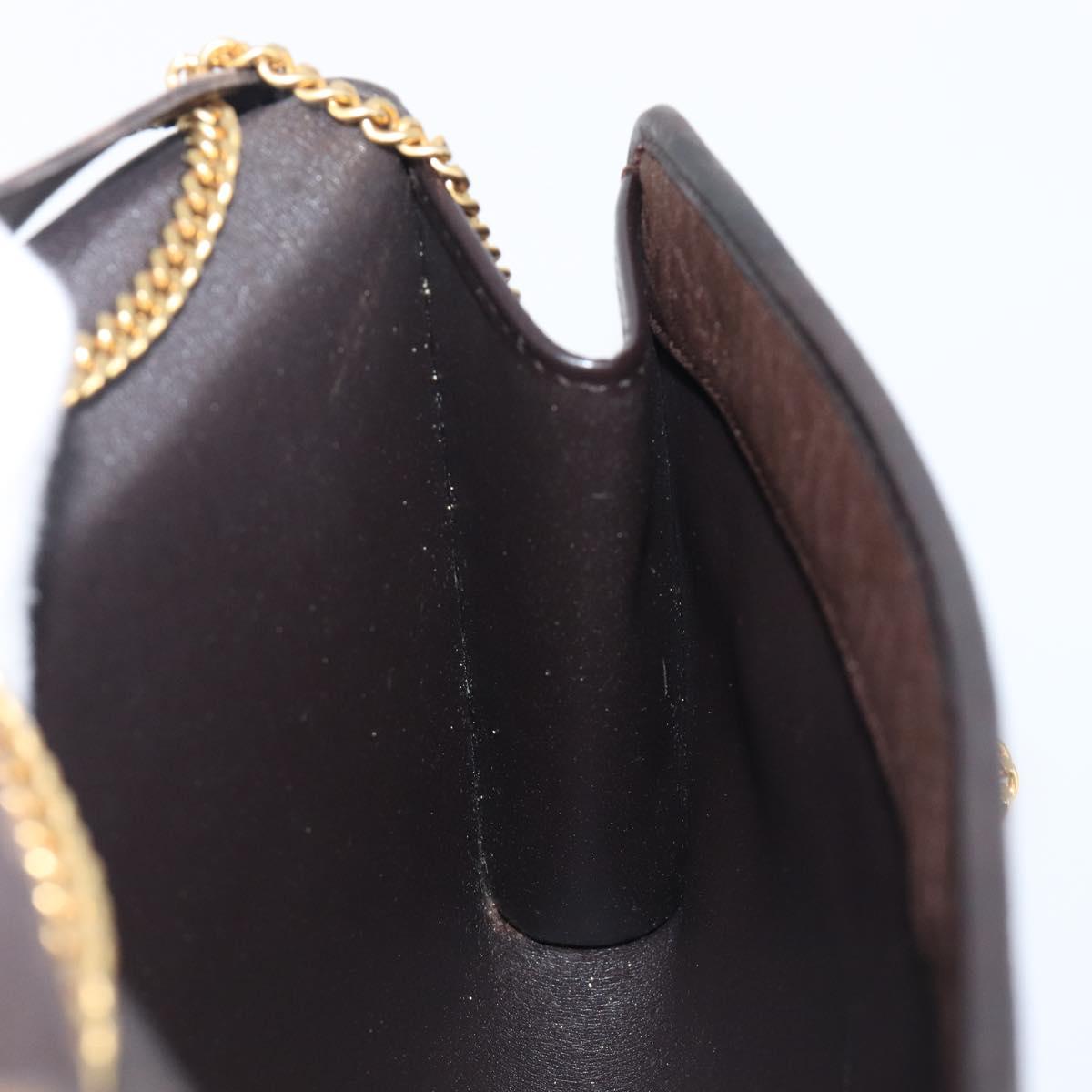 Christian Dior Trotter Canvas Chain Shoulder Bag Brown Gold Auth hk4014A