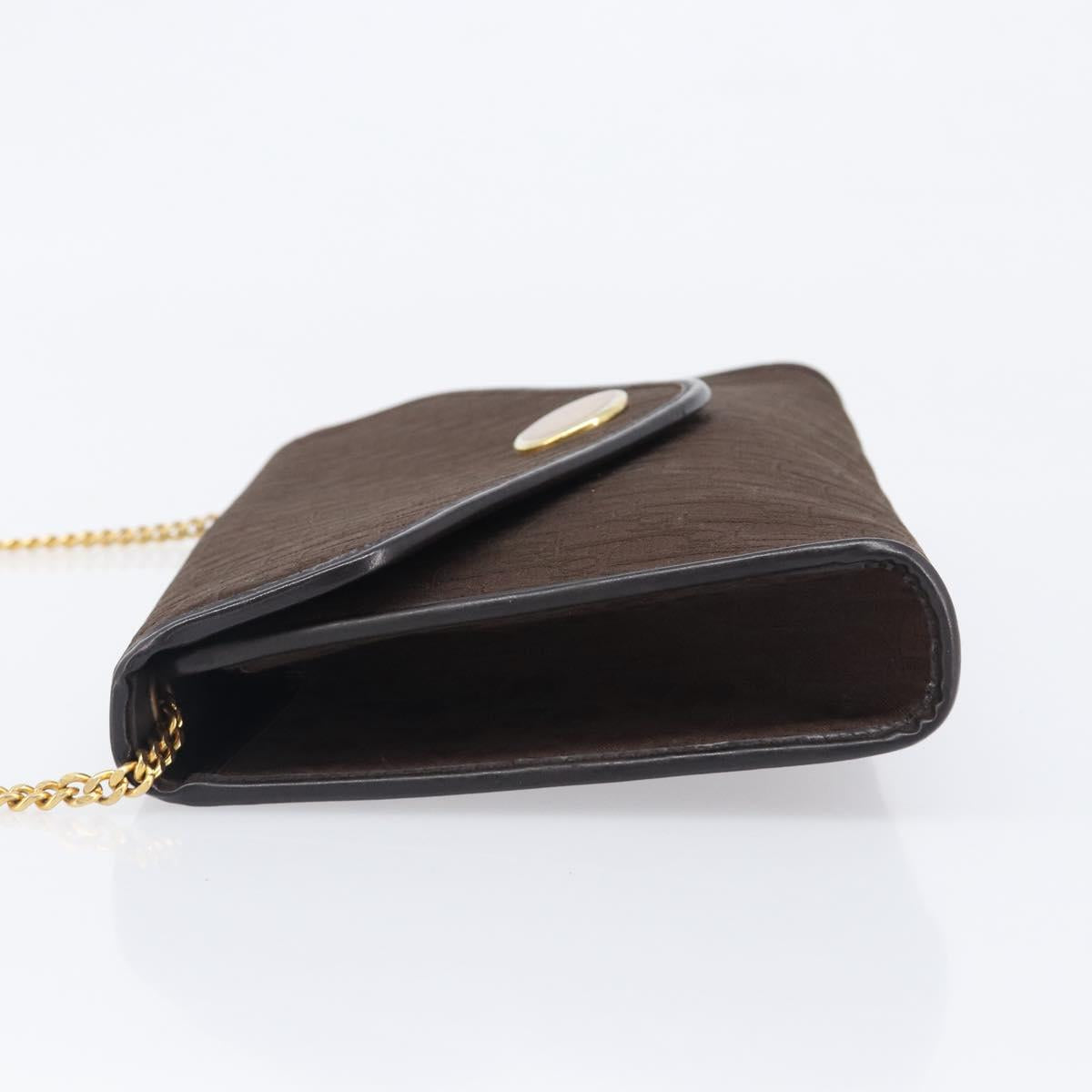 Christian Dior Trotter Canvas Chain Shoulder Bag Brown Gold Auth hk4014A