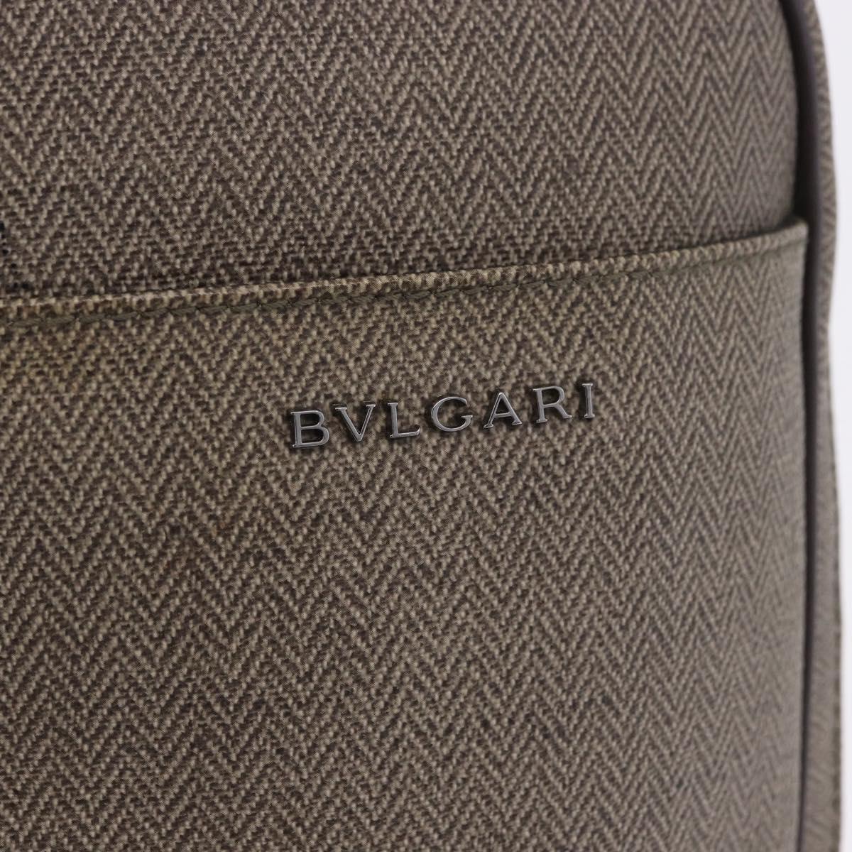 BVLGARI Body Bag PVC Leather Brown Silver Auth hk4015