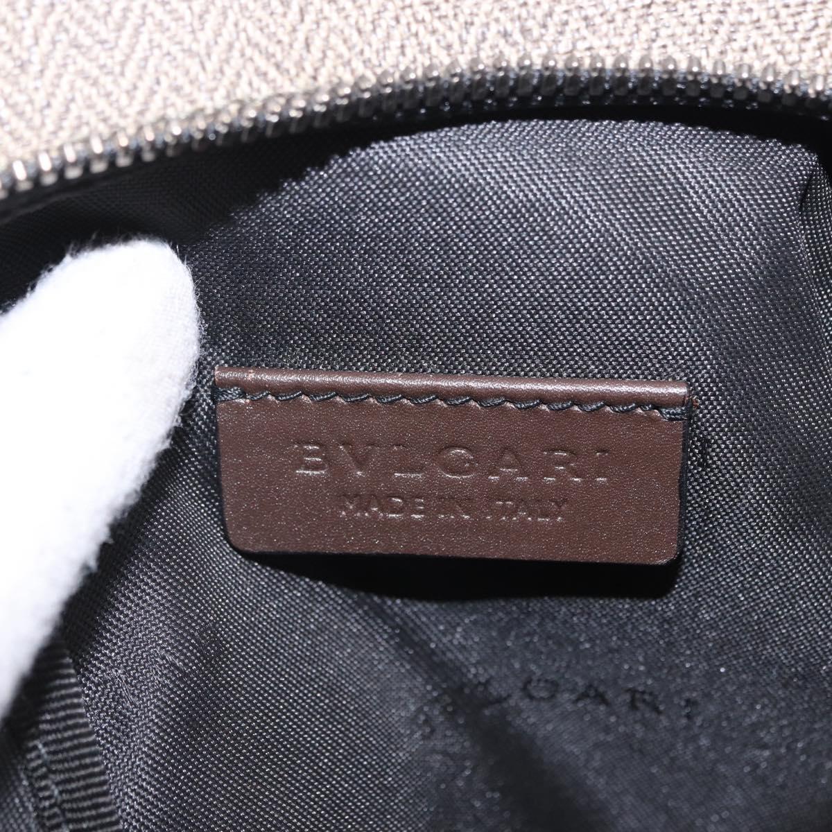 BVLGARI Body Bag PVC Leather Brown Silver Auth hk4015