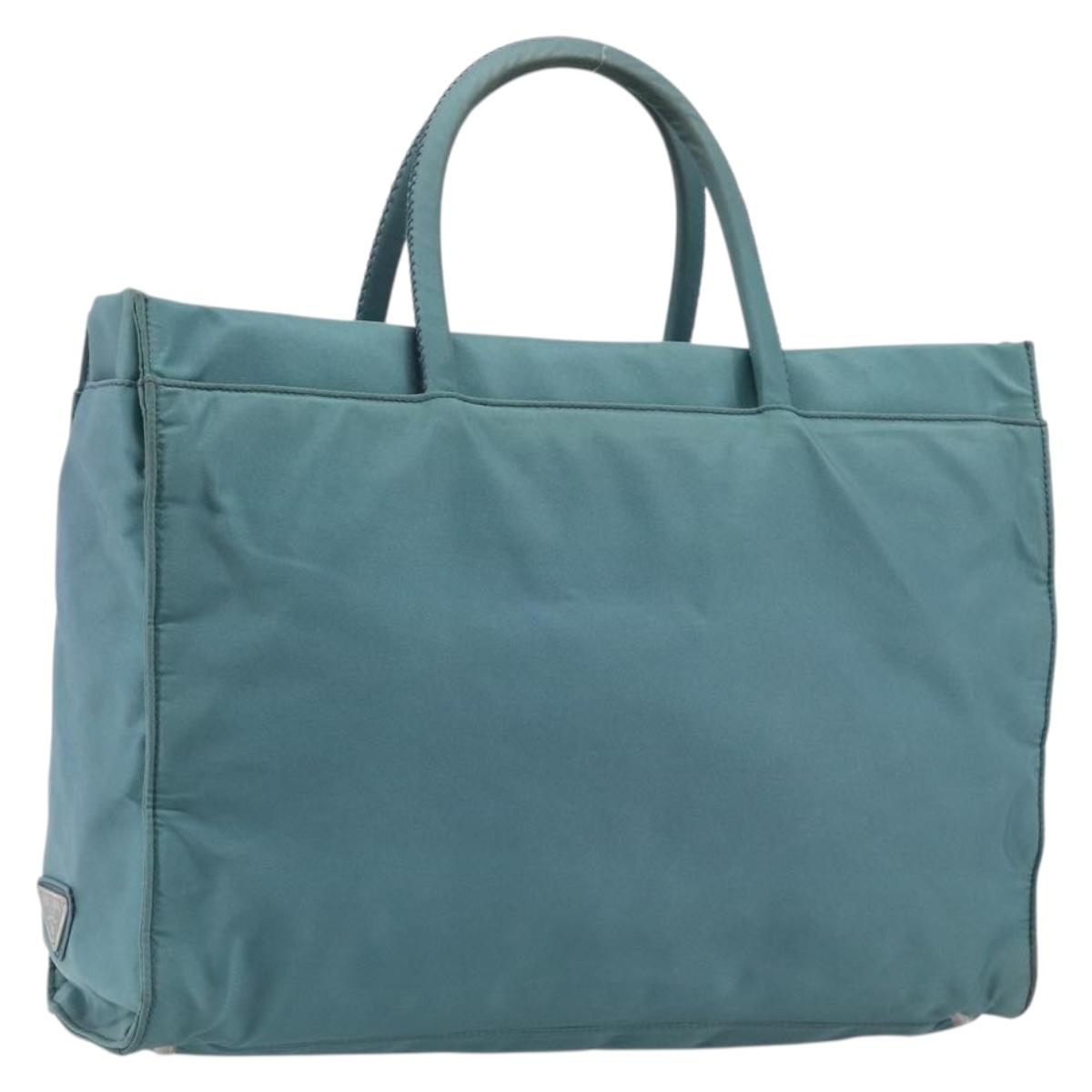 PRADA Hand Bag Nylon Green Silver Auth hk4017