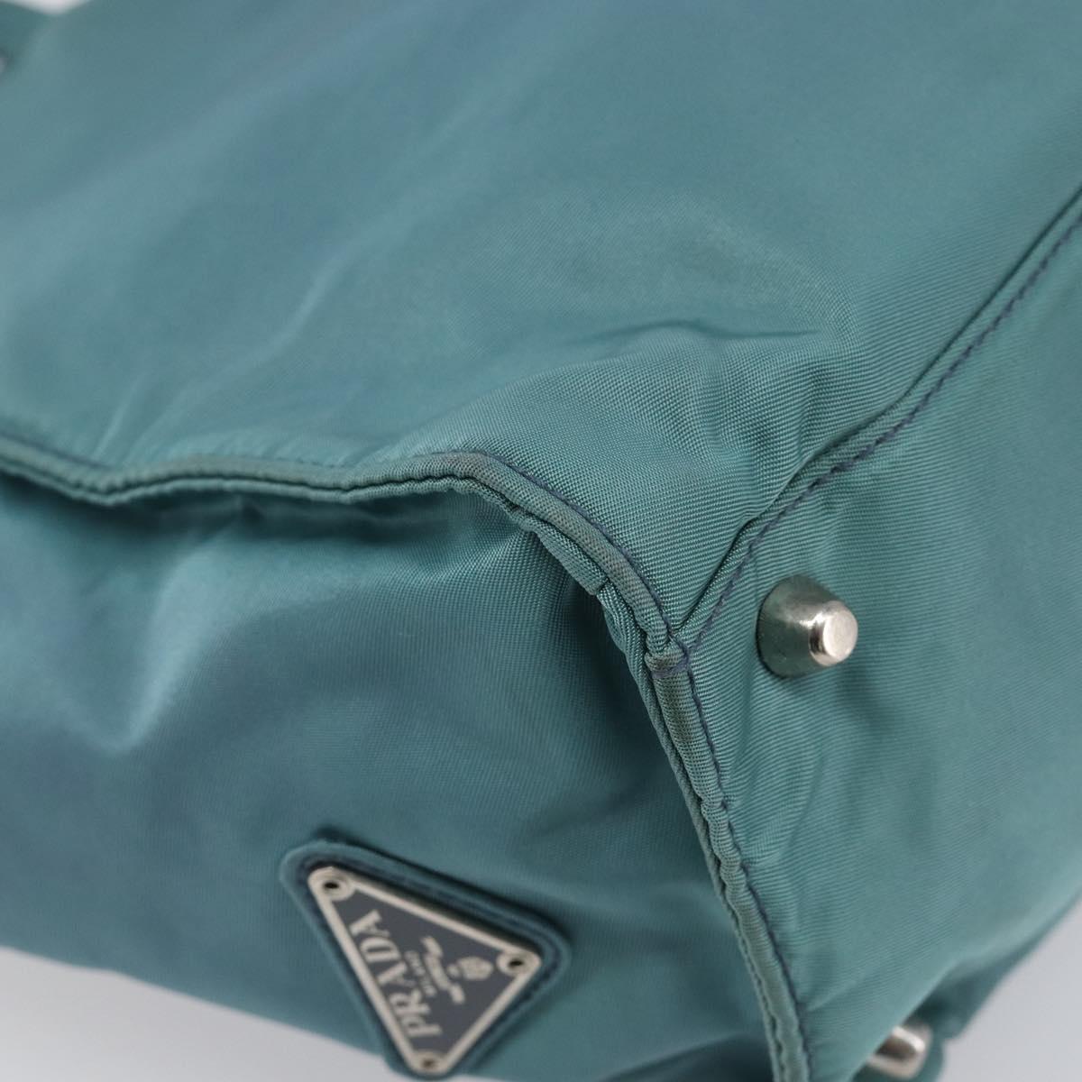 PRADA Hand Bag Nylon Green Silver Auth hk4017