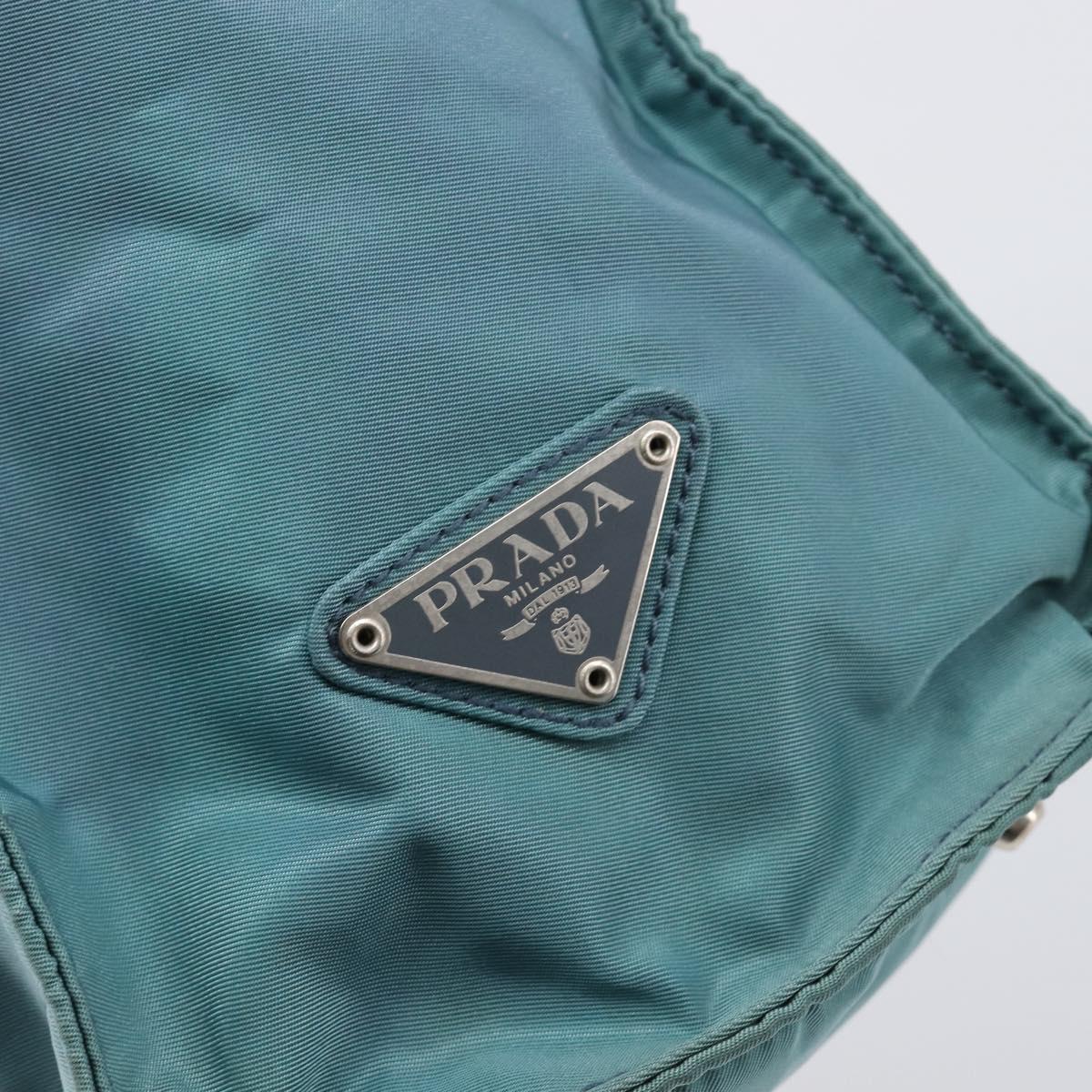 PRADA Hand Bag Nylon Green Silver Auth hk4017