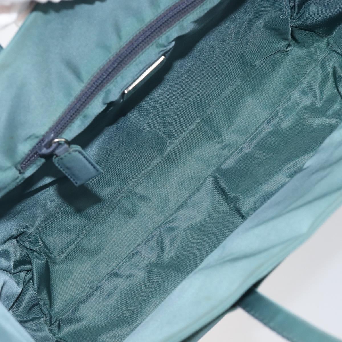 PRADA Hand Bag Nylon Green Silver Auth hk4017
