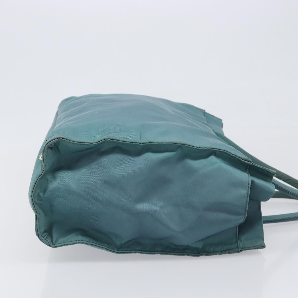 PRADA Hand Bag Nylon Green Silver Auth hk4017