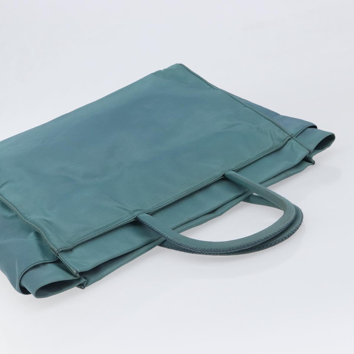 PRADA Hand Bag Nylon Green Silver Auth hk4017