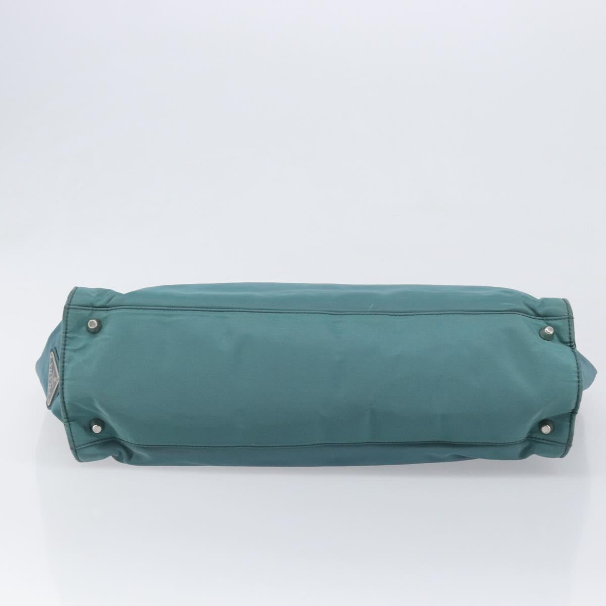 PRADA Hand Bag Nylon Green Silver Auth hk4017