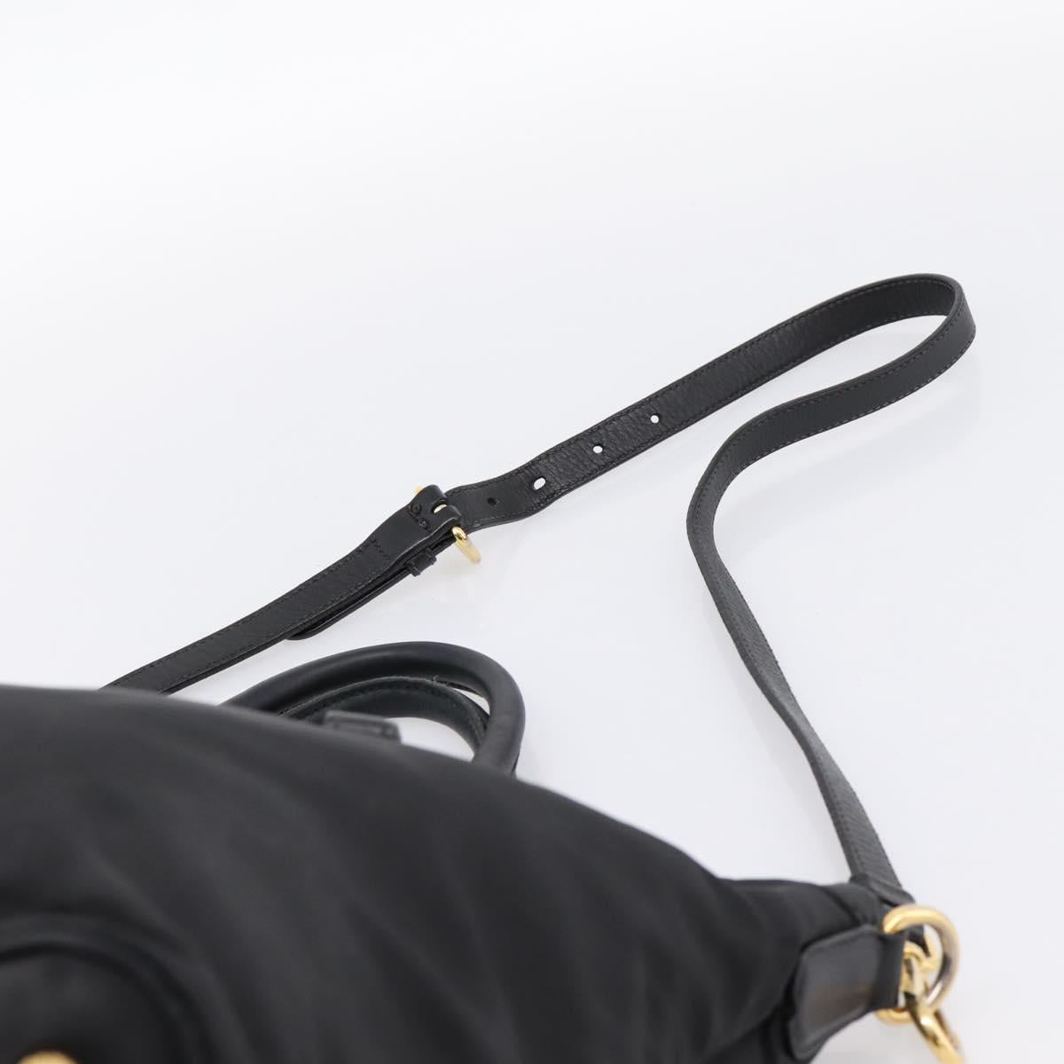 PRADA Hand Bag Nylon 2way Black Gold Auth hk4018
