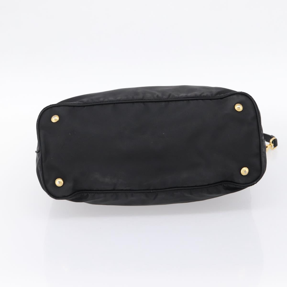 PRADA Hand Bag Nylon 2way Black Gold Auth hk4018