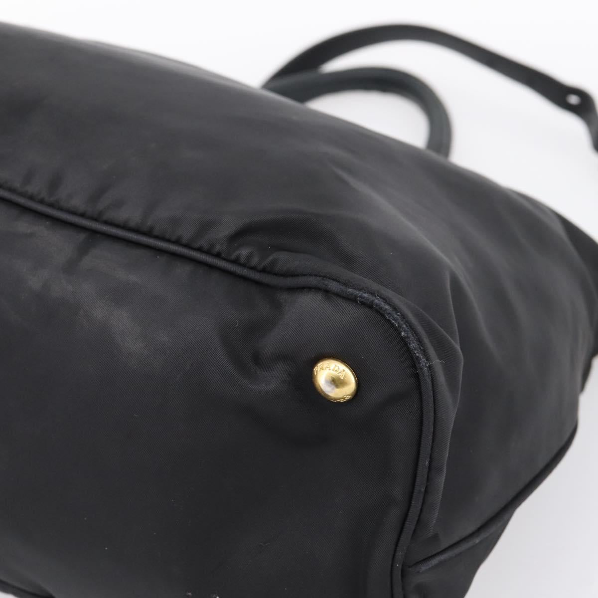 PRADA Hand Bag Nylon 2way Black Gold Auth hk4018