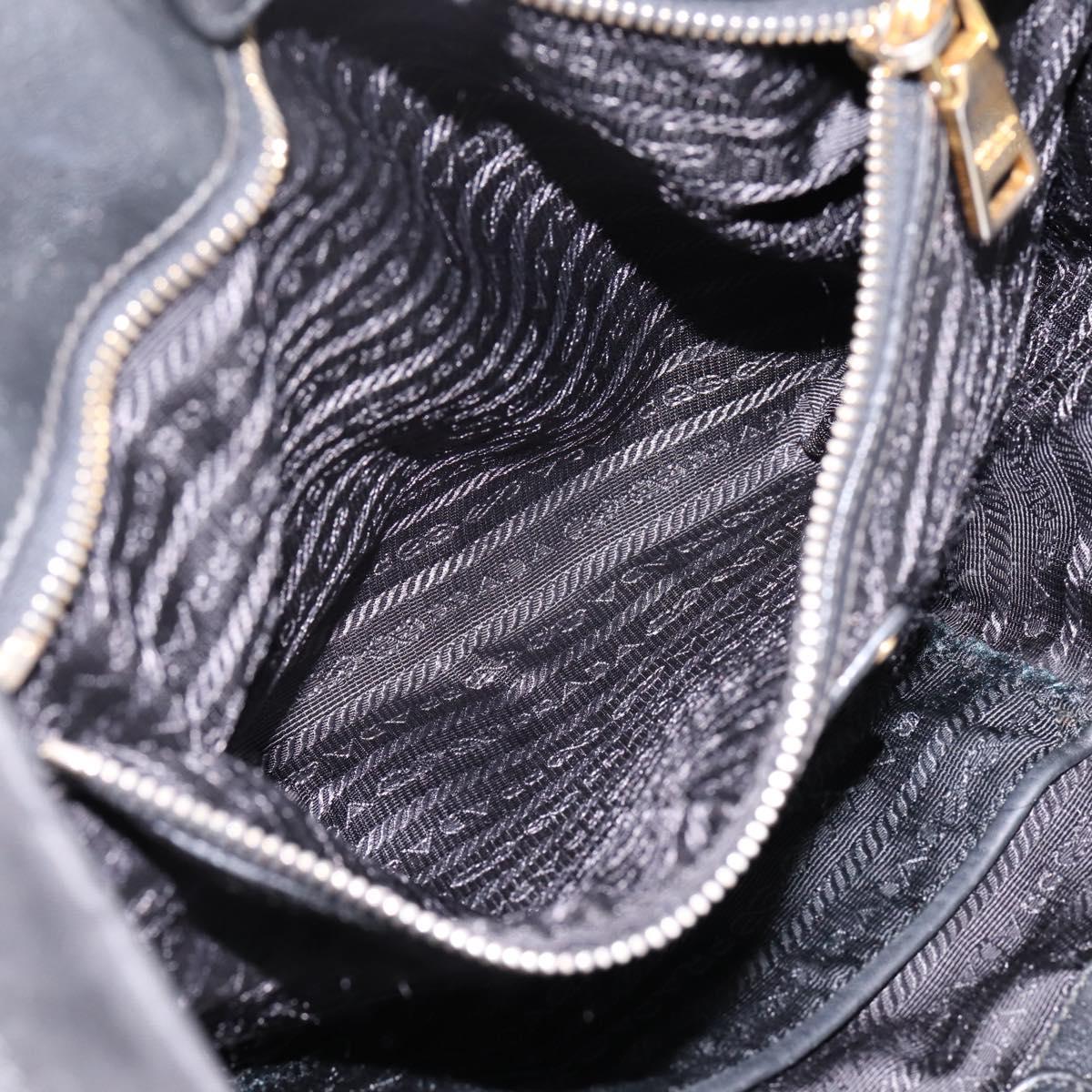 PRADA Hand Bag Nylon 2way Black Gold Auth hk4018