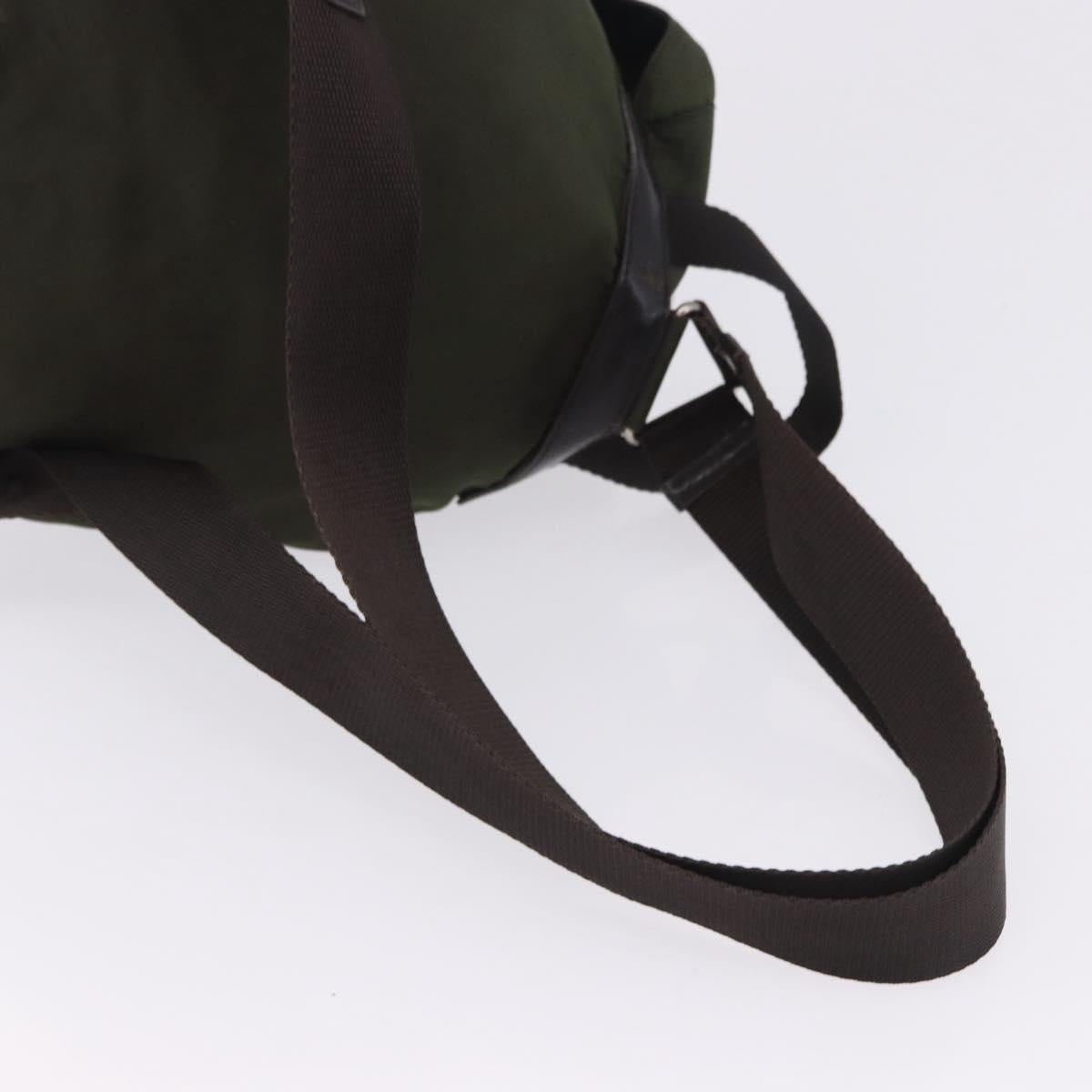 PRADA Backpack Nylon Khaki Silver Auth hk4019