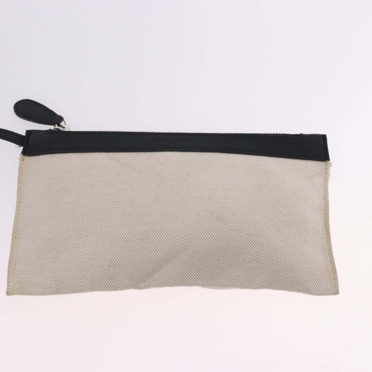BALENCIAGA Navy Cabas Hand Bag Canvas White Black Auth hk4021