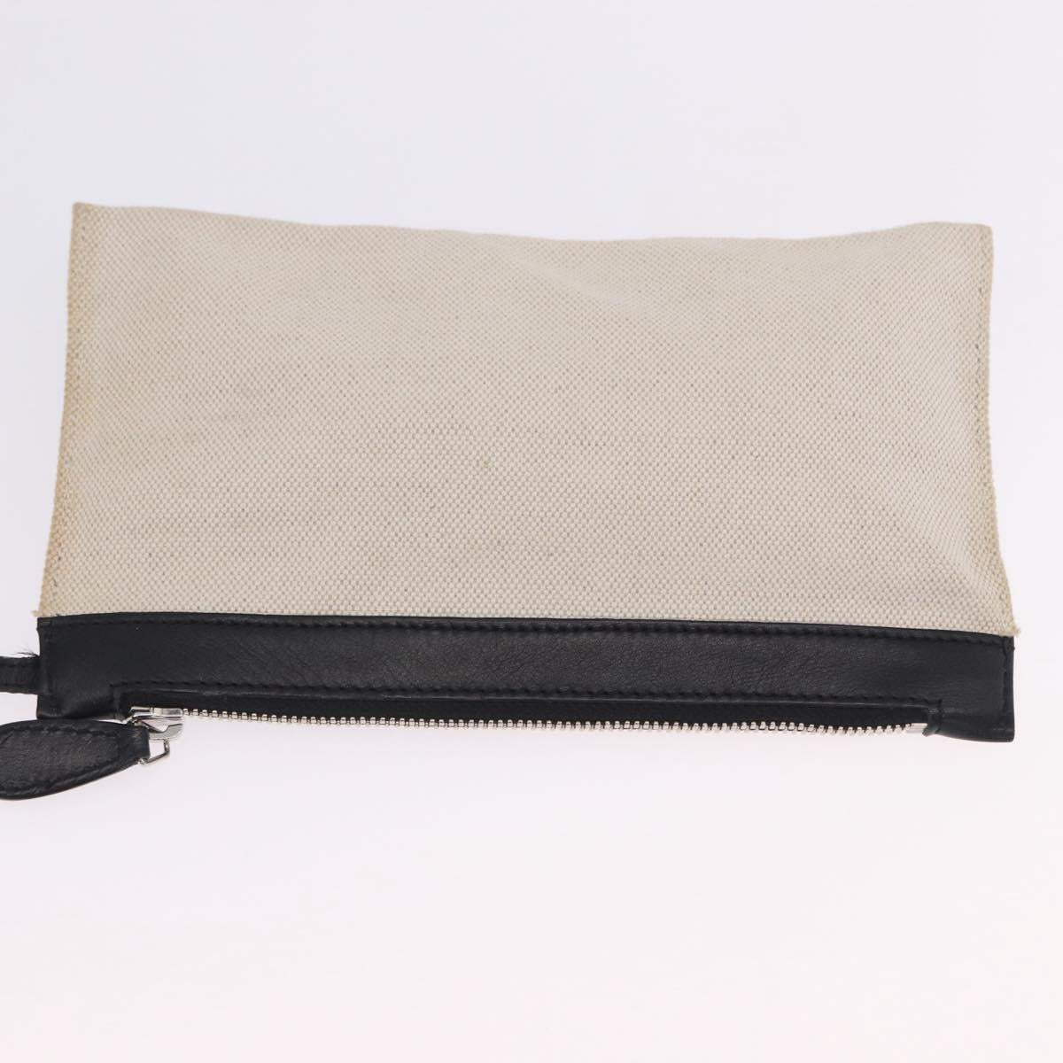 BALENCIAGA Navy Cabas Hand Bag Canvas White Black Auth hk4021