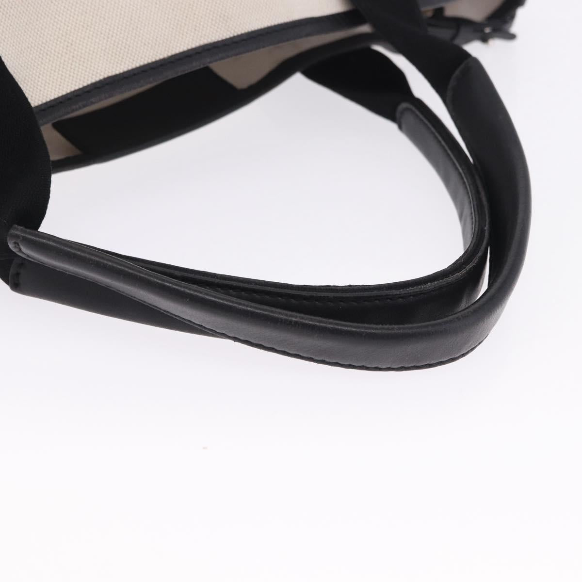 BALENCIAGA Navy Cabas Hand Bag Canvas White Black Auth hk4021
