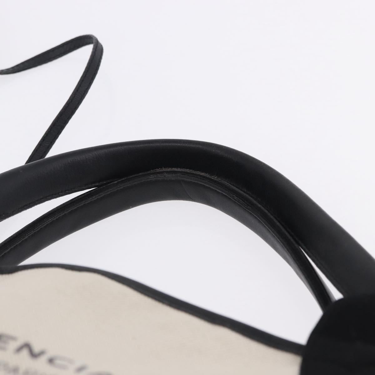 BALENCIAGA Navy Cabas Hand Bag Canvas White Black Auth hk4021