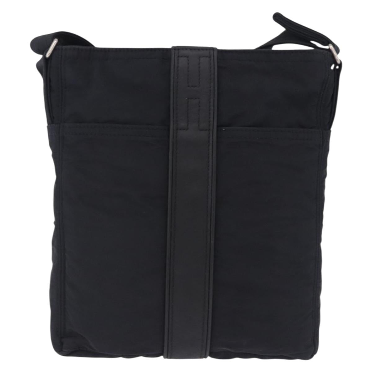 HERMES Acapulco Bandouliere Shoulder Bag Nylon Black Silver Auth hk4022