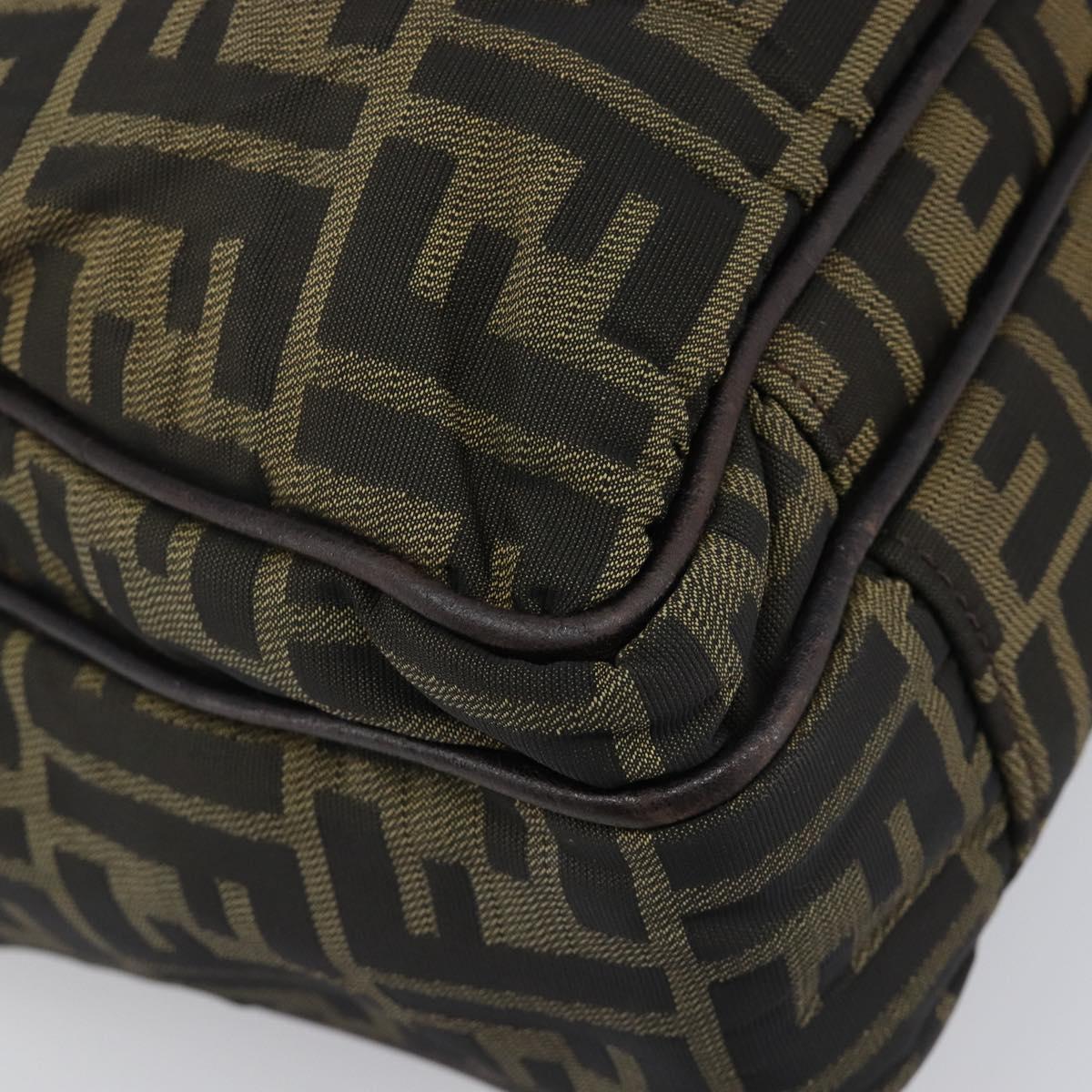 FENDI Zucca Canvas Hand Bag Black Brown Auth hk4024